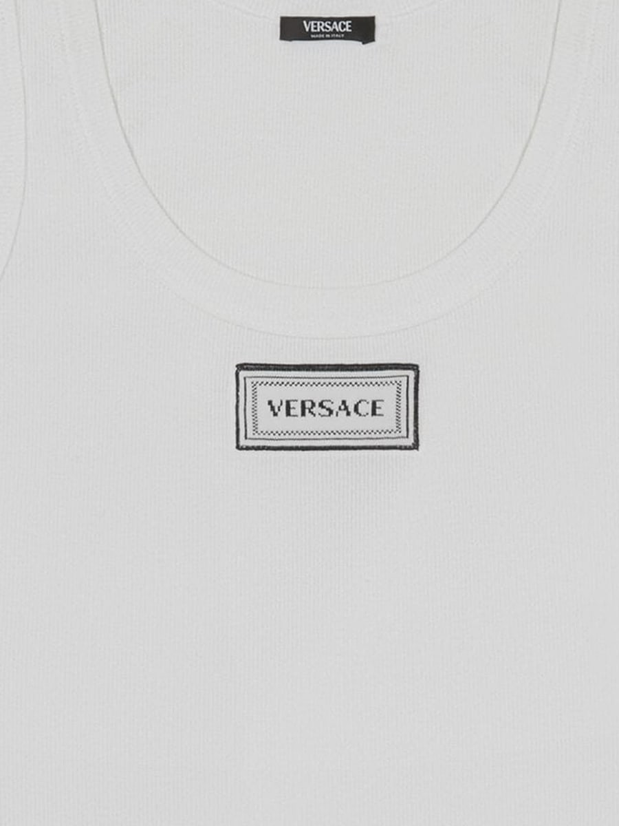 Versace CANOTTA IN COTONE STRETCH CON LOGO, view 3