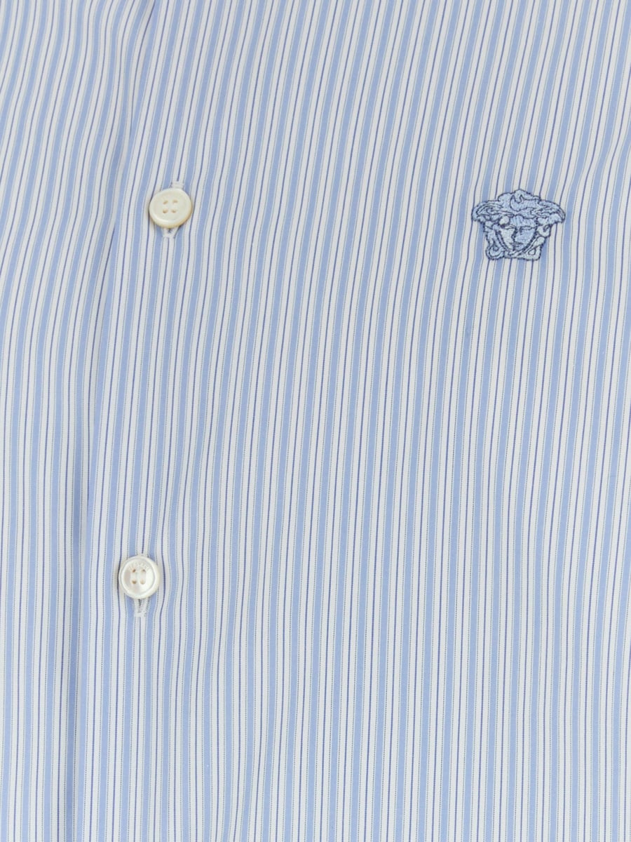 Versace CAMICIA IN COTONE A RIGHE CON LOGO, view 3