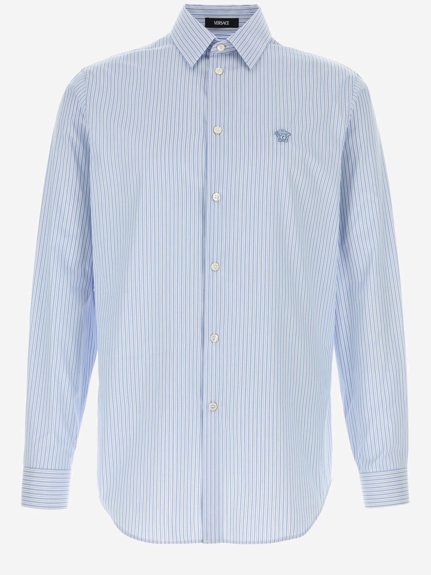 Versace CAMICIA IN COTONE A RIGHE CON LOGO