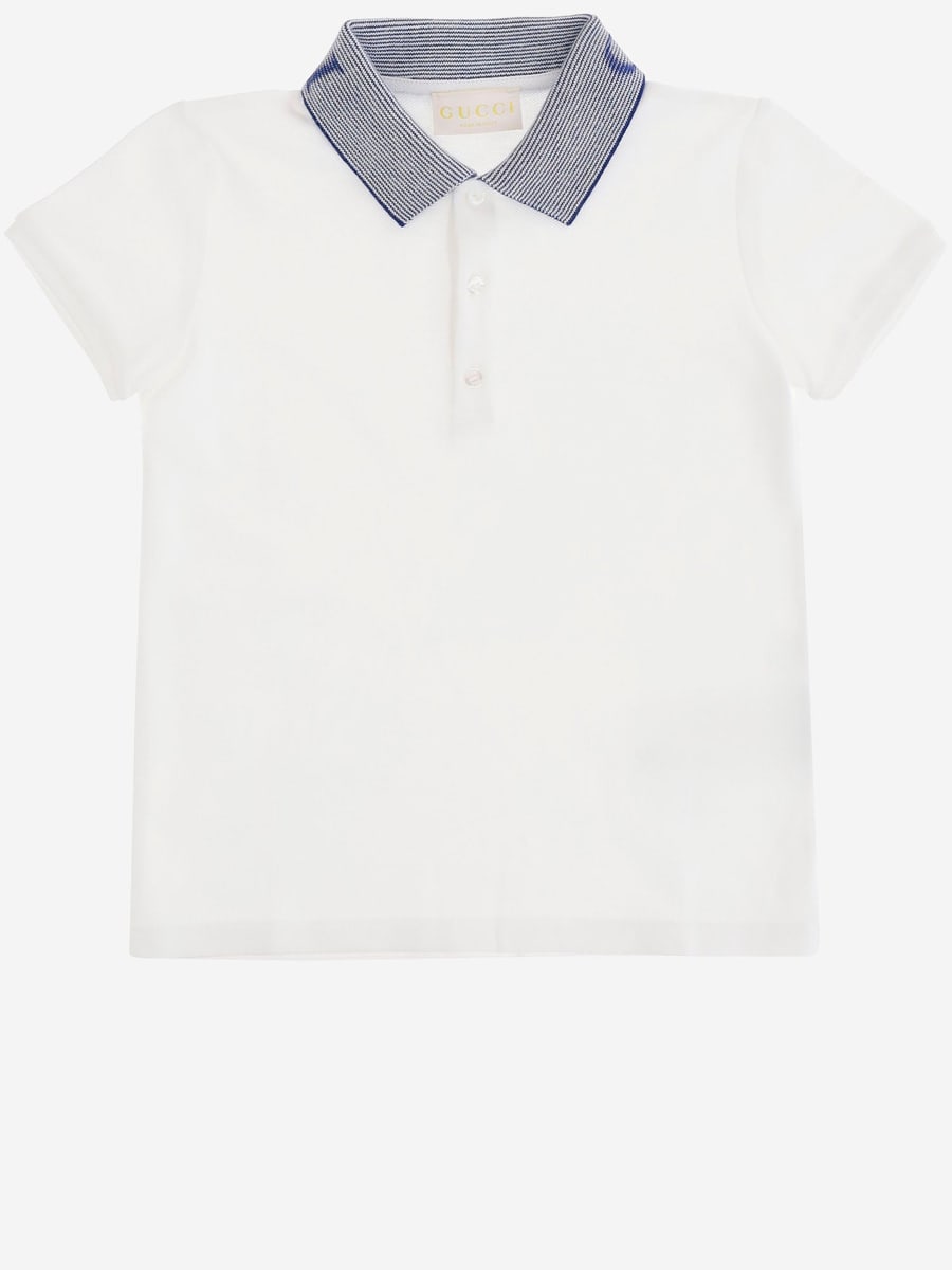 GUCCI KIDS POLO IN COTONE CON COLLETTO LOGATO