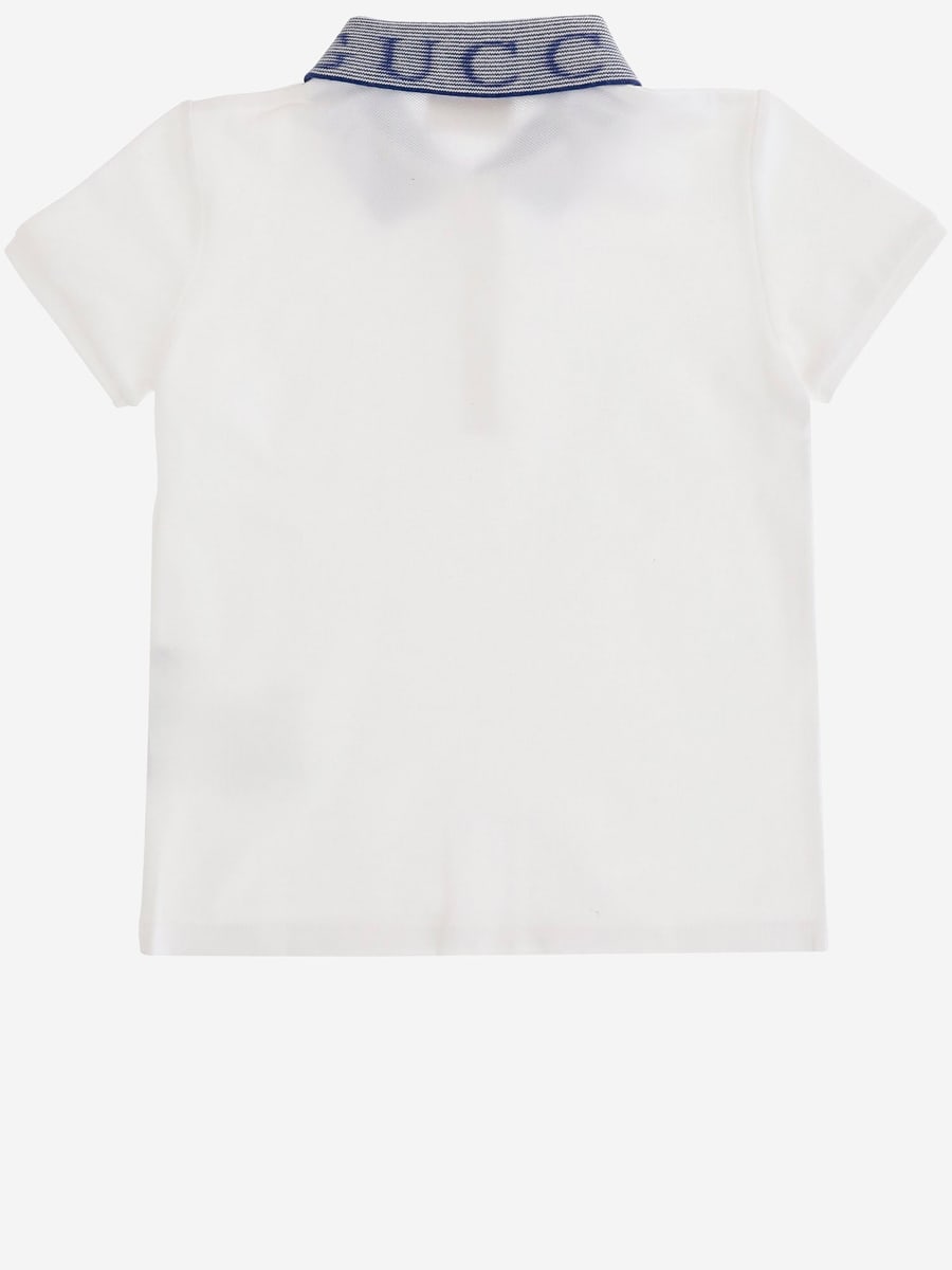 GUCCI KIDS POLO IN COTONE CON COLLETTO LOGATO, view 2