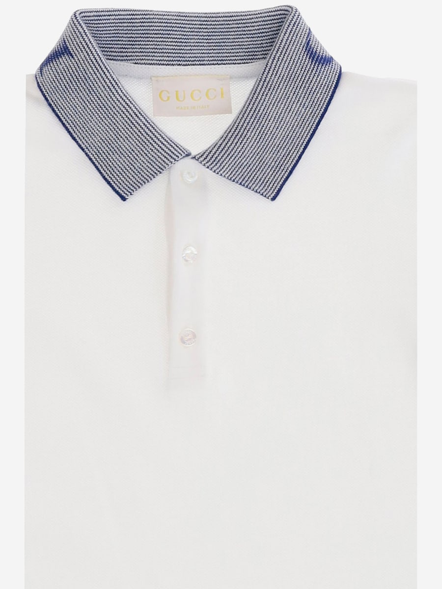 GUCCI KIDS POLO IN COTONE CON COLLETTO LOGATO, view 3