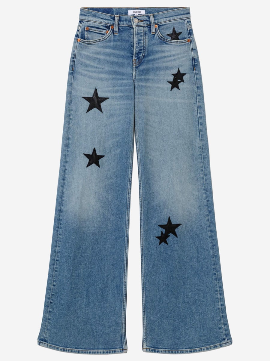 RE/DONE JEANS OPAL INDIGO STAR IN MISTO COTONE STRETCH