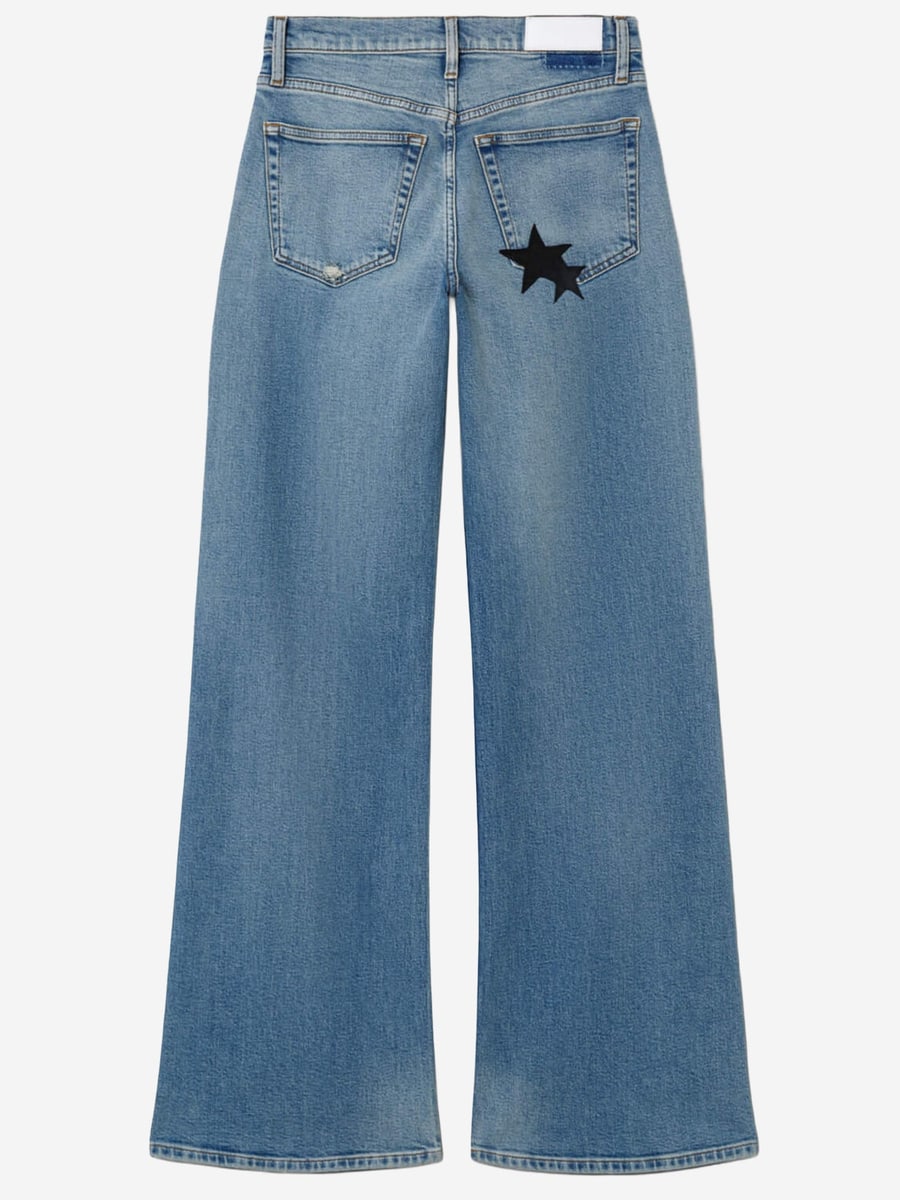 RE/DONE JEANS OPAL INDIGO STAR IN MISTO COTONE STRETCH, view 2
