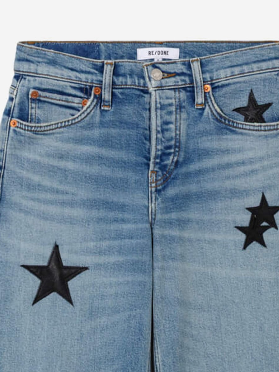 RE/DONE JEANS OPAL INDIGO STAR IN MISTO COTONE STRETCH, view 3