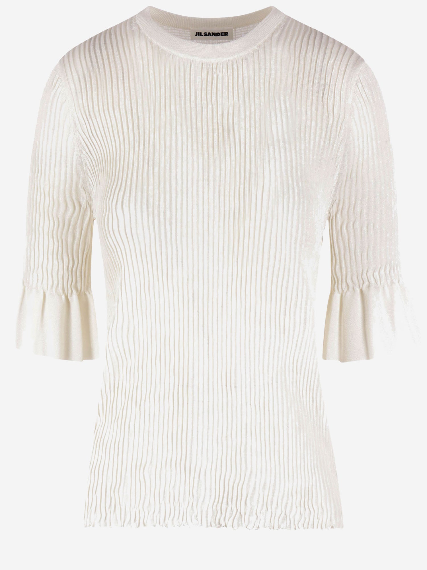 Jil Sander T-SHIRT IN MISTO VISCOSA CON MANICHE ARRICCIATE