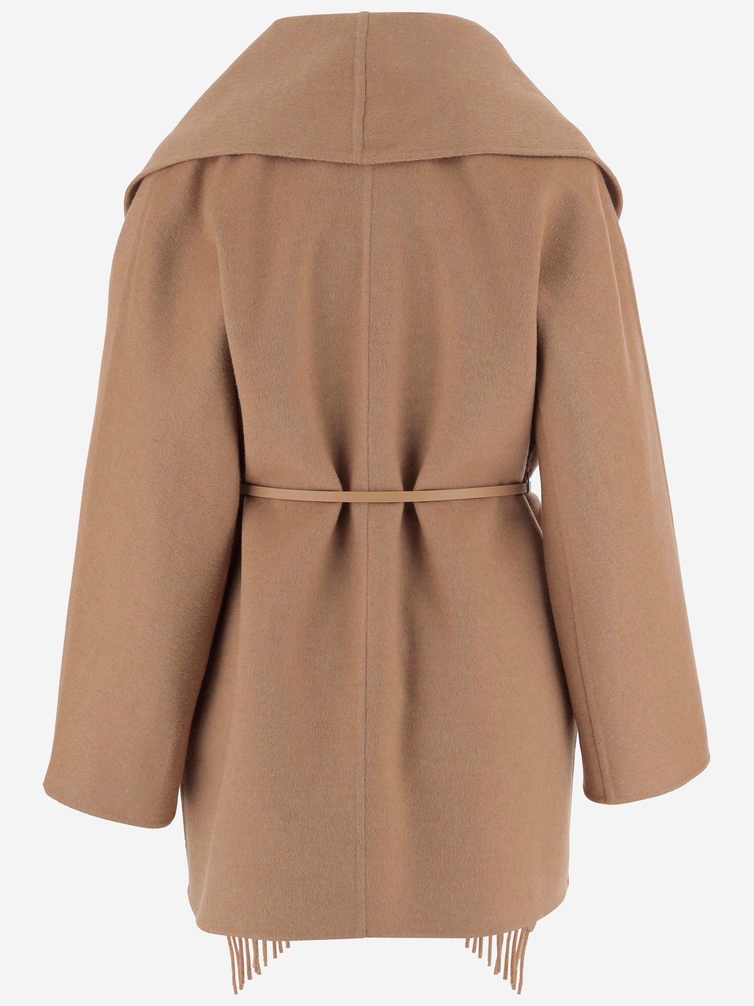 Max Mara CAPPOTTO IN PURA CAMMELLO CON FRANGE, view 2