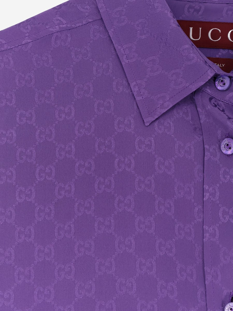 Gucci Camicia in seta jacquard GG, view 3