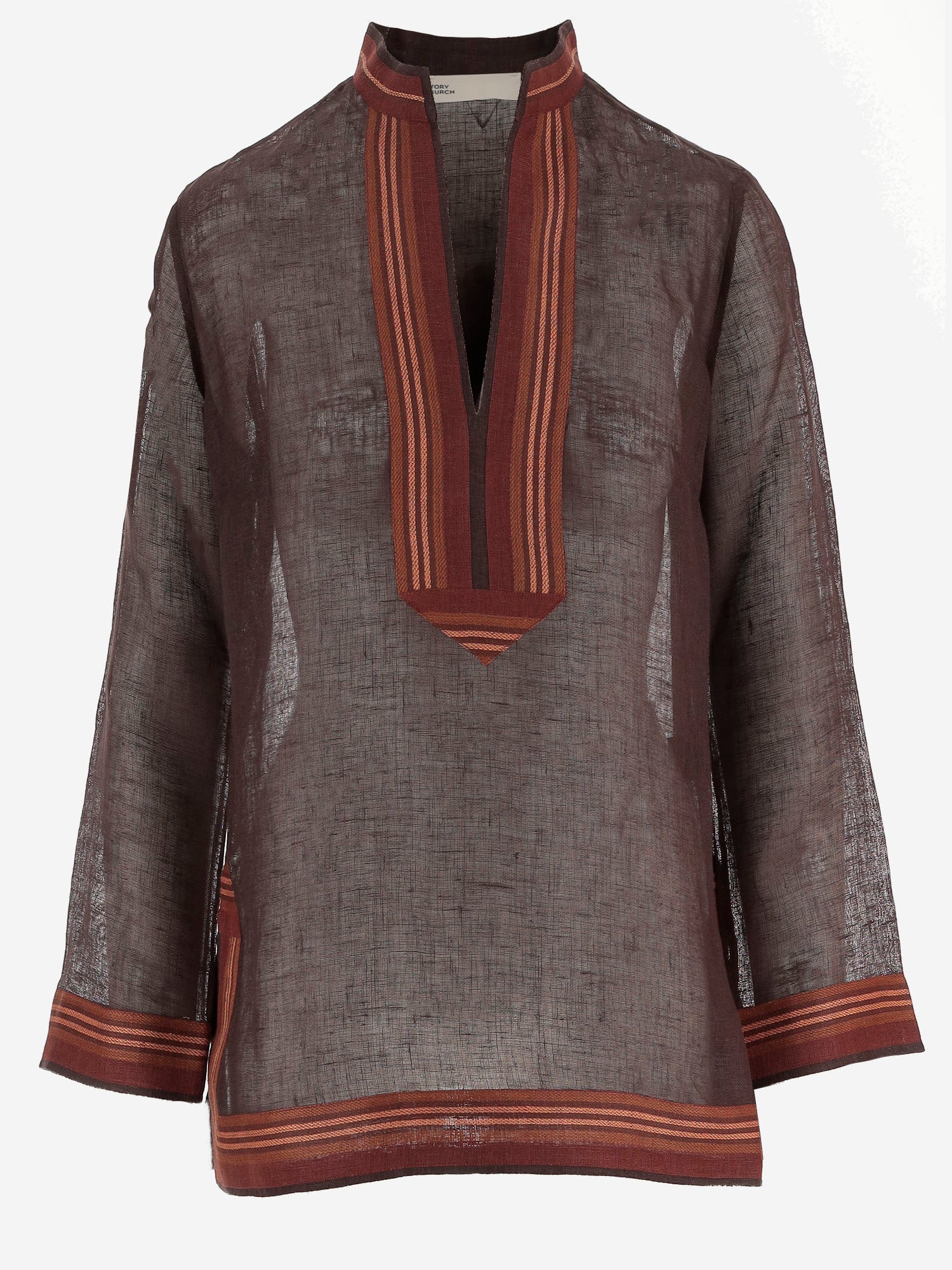 Tory Burch TUNICA IN LINO A RIGHE
