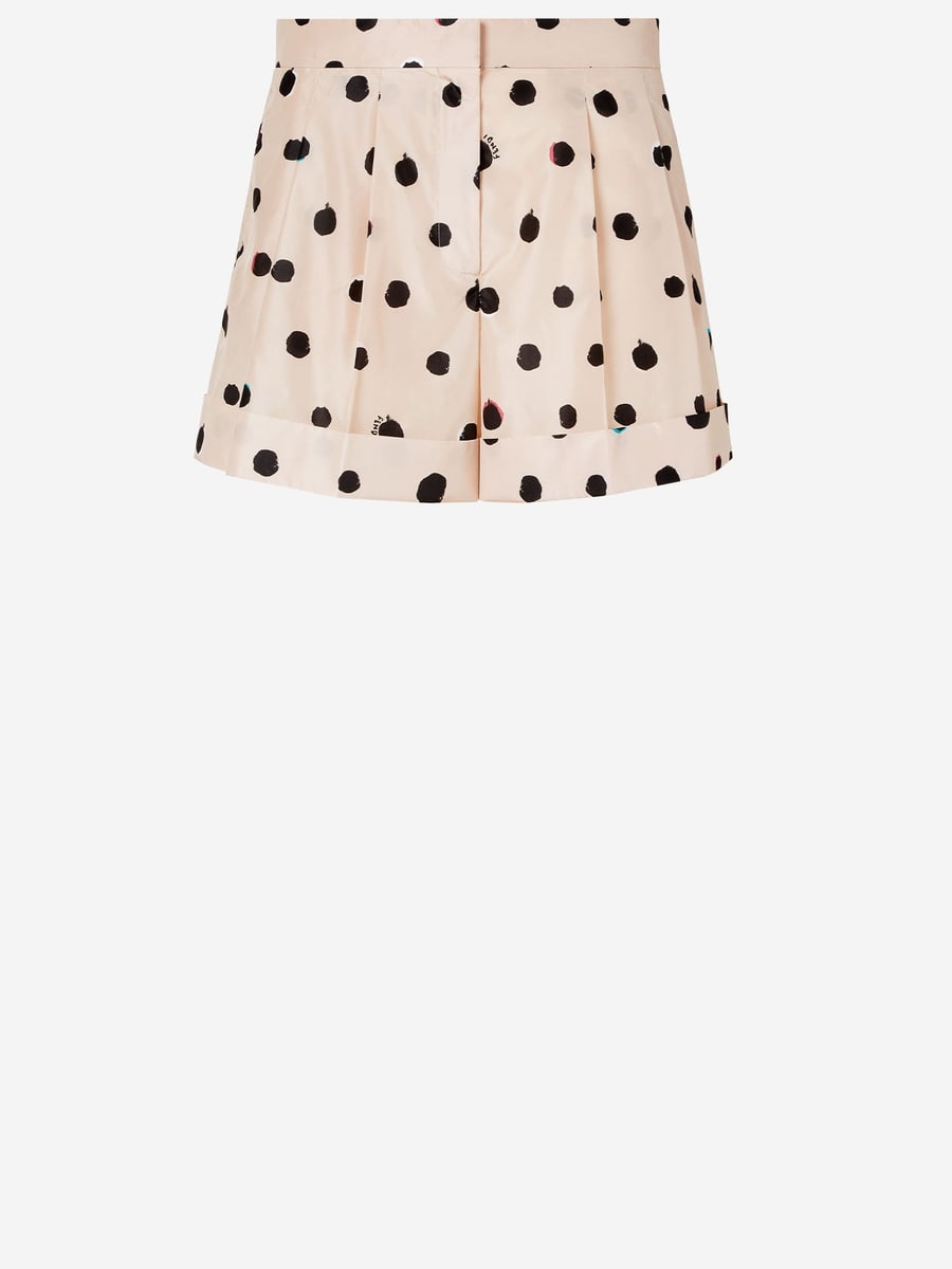 Fendi PANTALONI CORTI IN TAFFETÀ CON MOTIVO FALENA DOTS