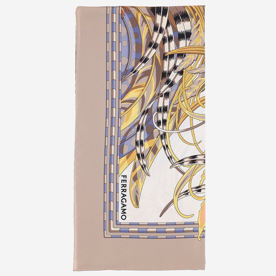 Ferragamo FOULARD IN SETA CON STAMPA Rooster