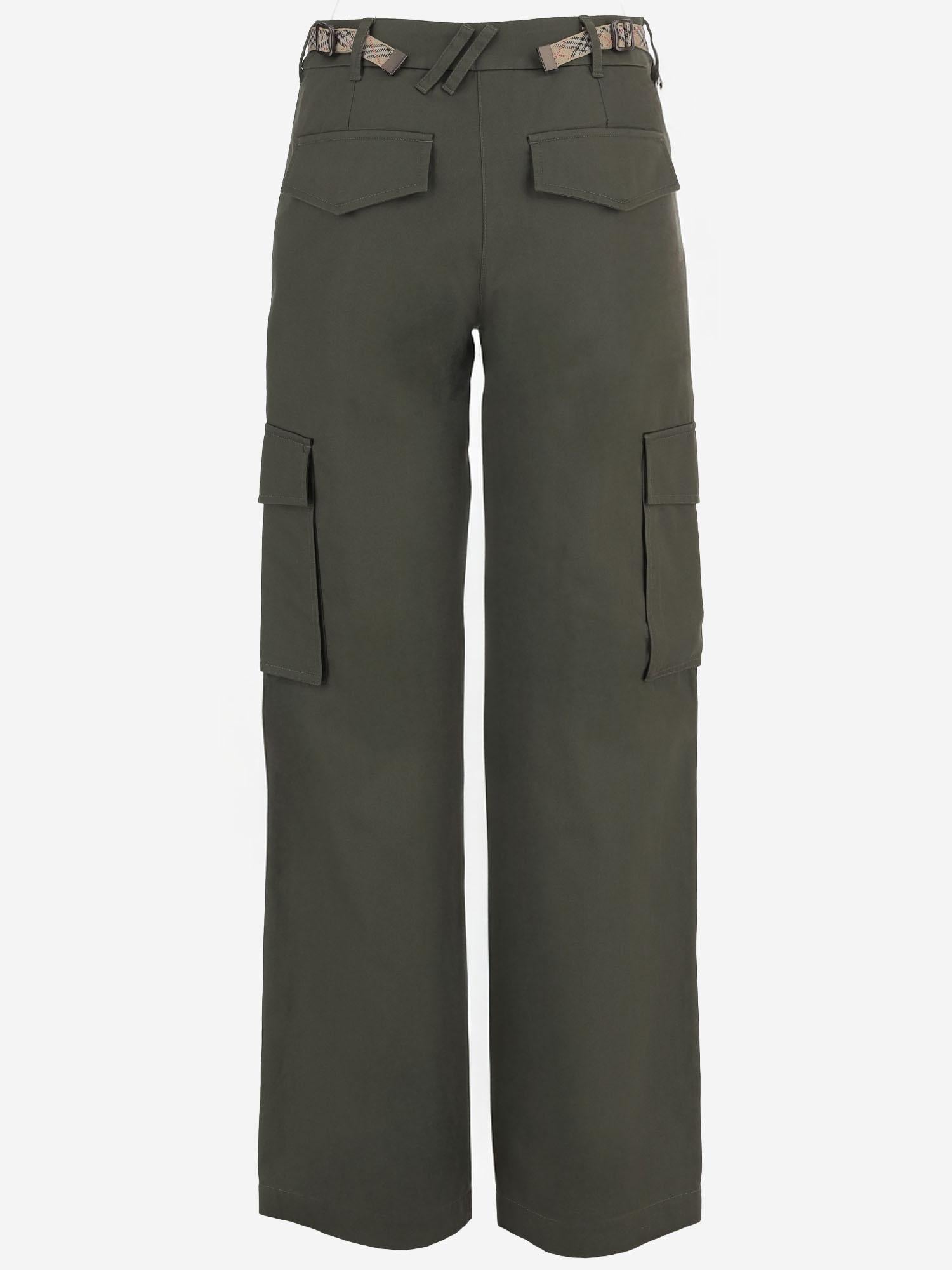 Burberry PANTALONI CARGO IN COTONE CON FINITURE CHECK, view 2