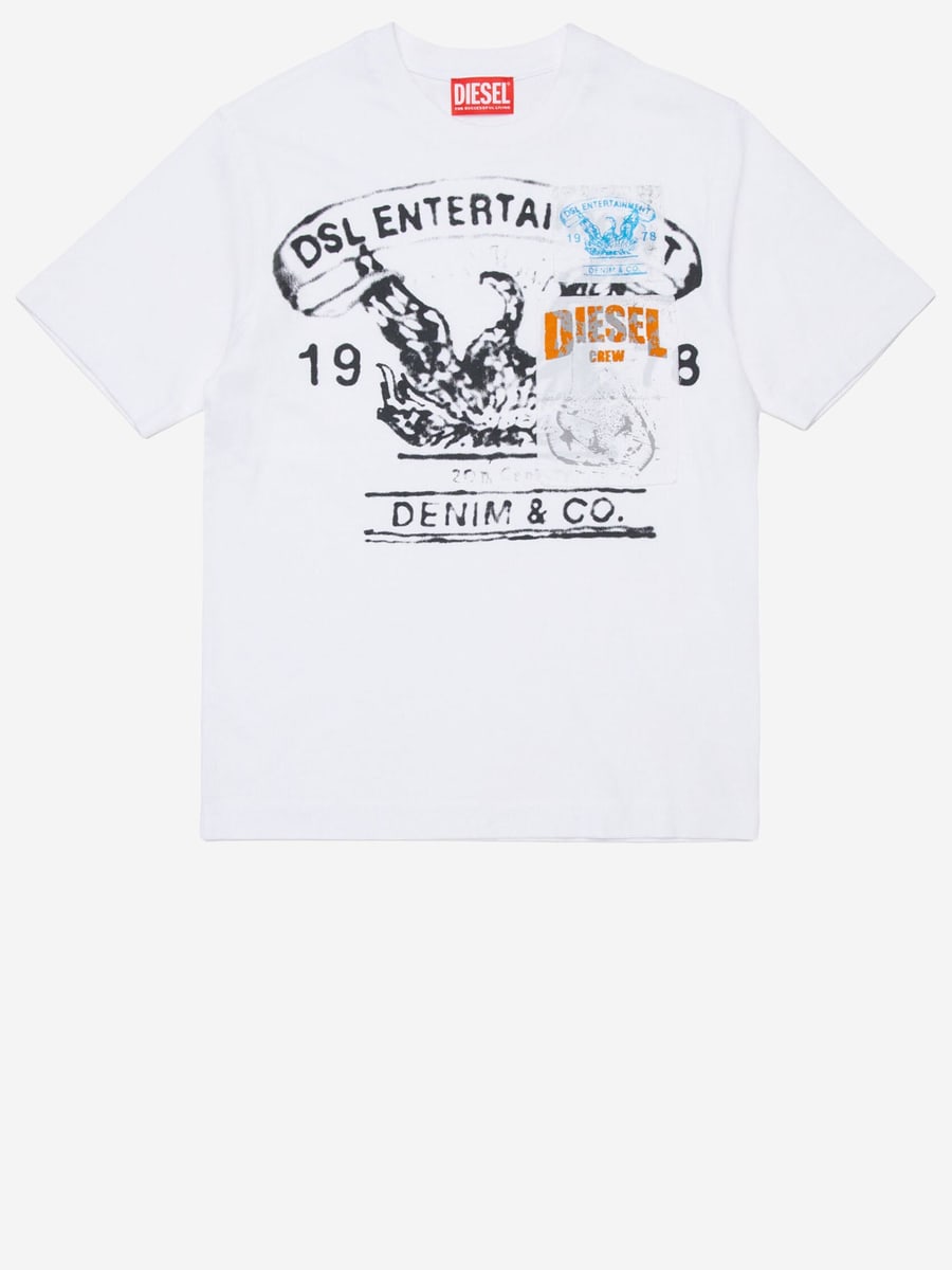 DIESEL KIDS T-SHIRT TDERSIM OVER IN COTONE CON LOGO