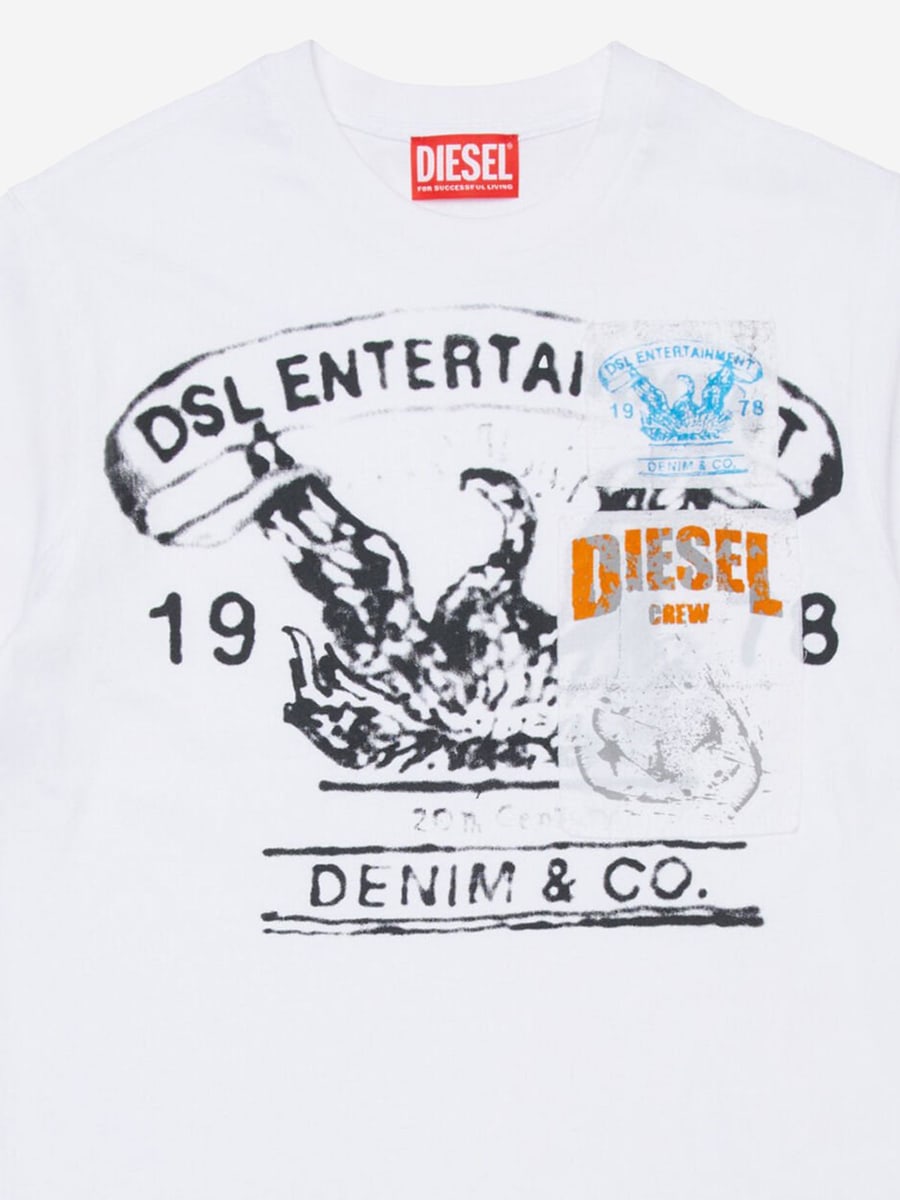DIESEL KIDS T-SHIRT TDERSIM OVER IN COTONE CON LOGO, view 3