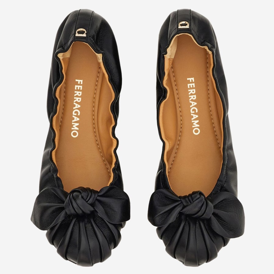 Ferragamo BALLERINE IN NAPPA CON FIOCCO, view 2