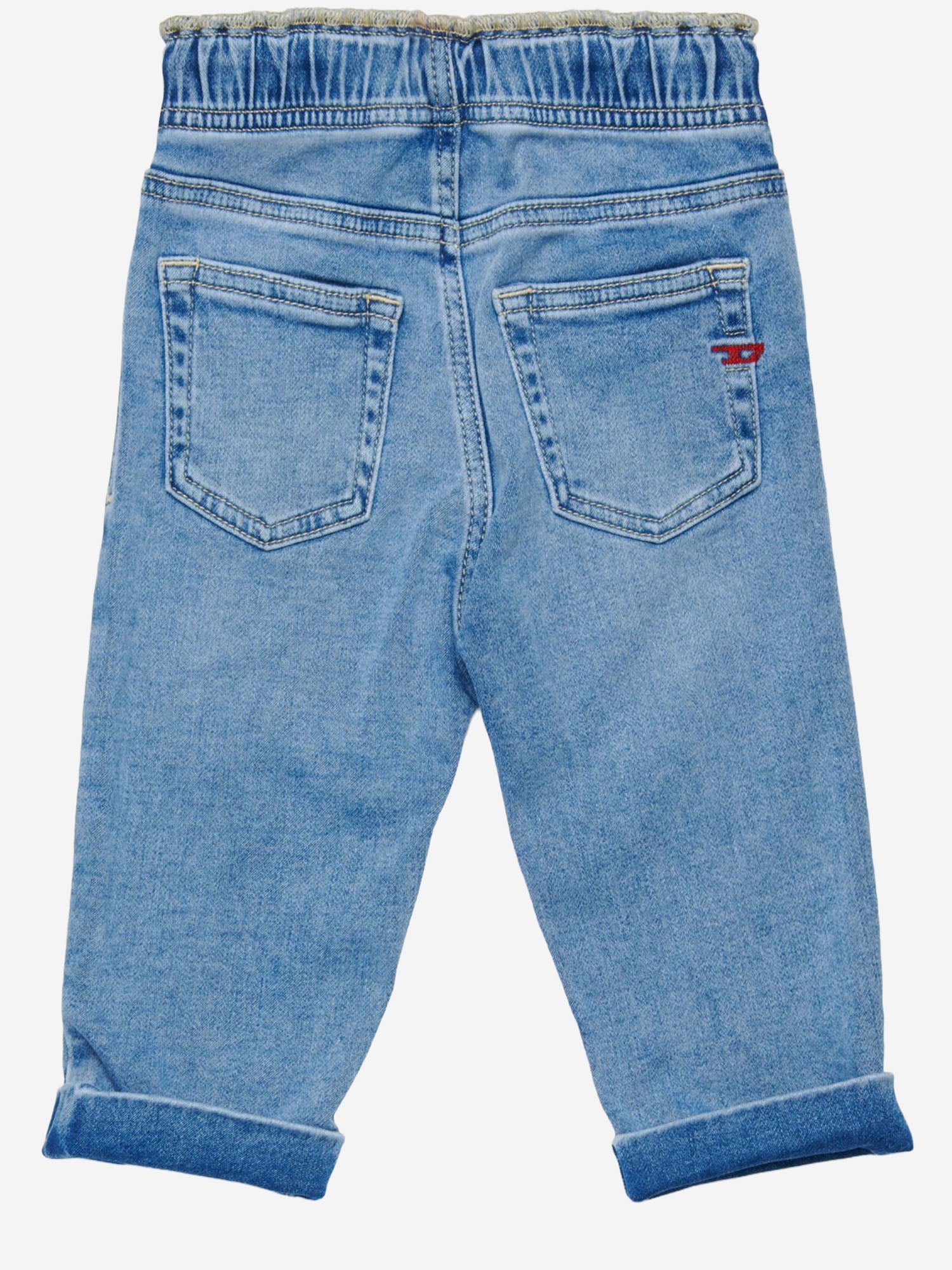DIESEL KIDS JEANS IN COTONE CON VITA ELASTICATA E RISVOLTO, view 2