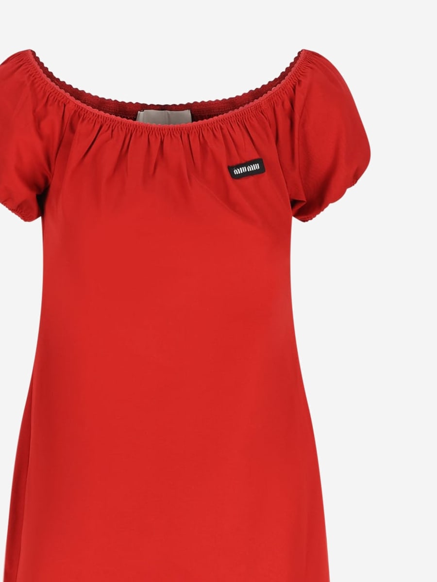 Miu Miu ABITO IN COTONE CON LOGO, view 3