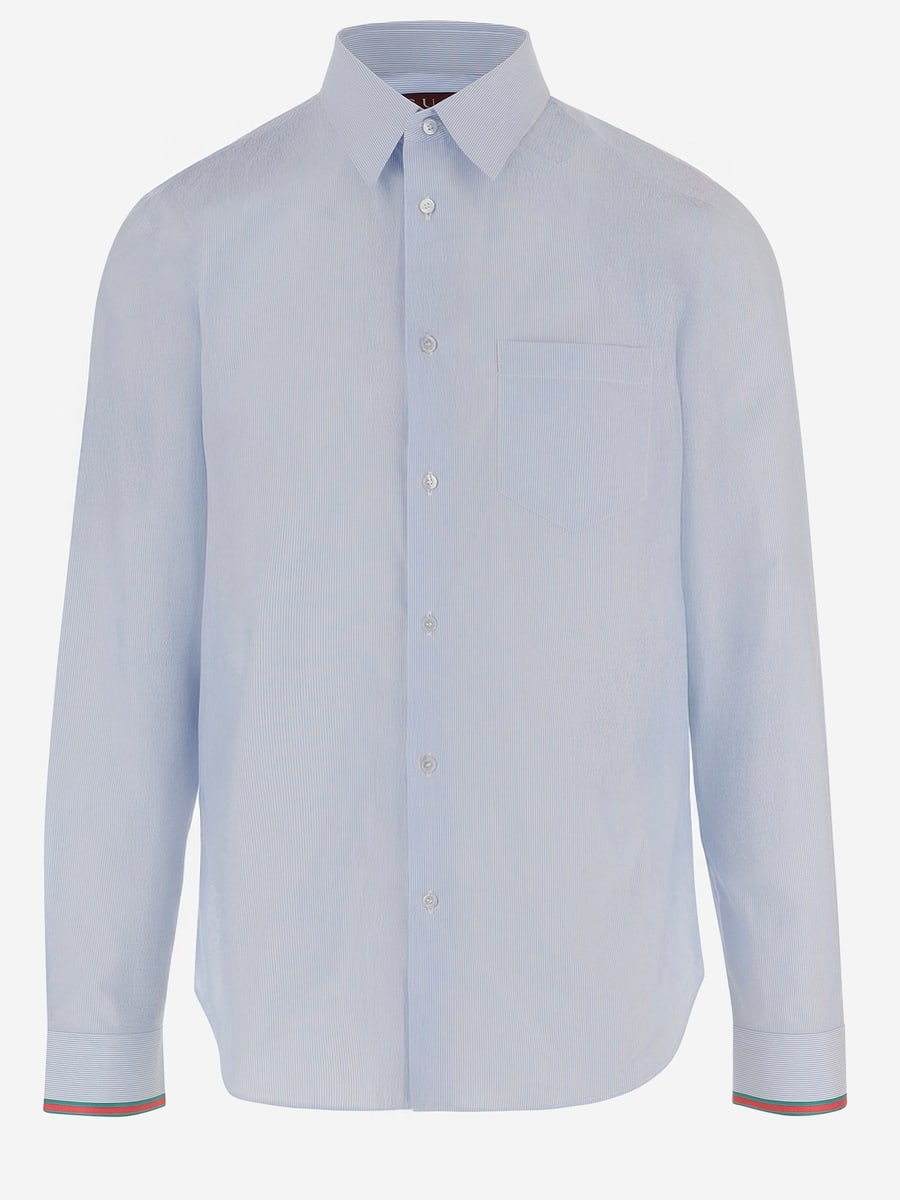 Gucci CAMICIA IN COTONE A RIGHE CON WEB