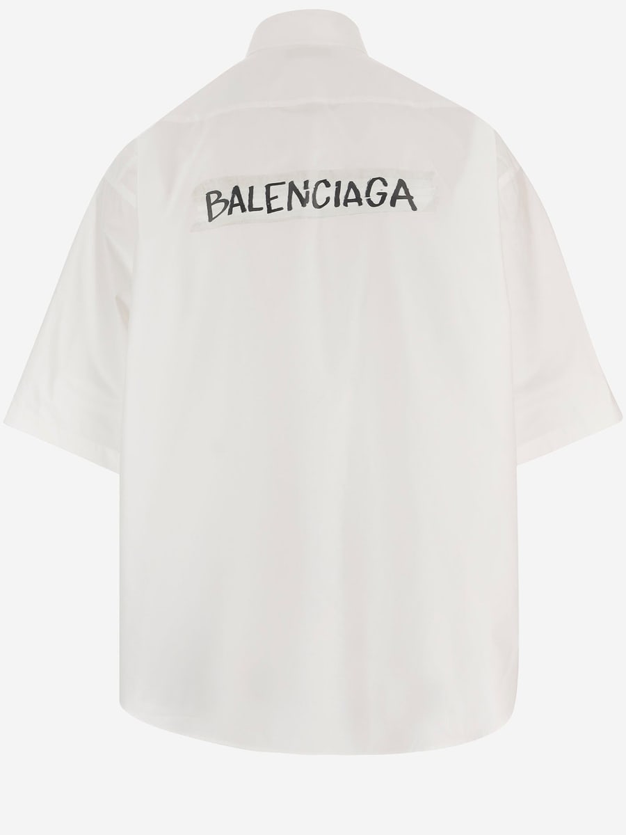 Balenciaga CAMICIA IN COTONE CON LOGO, view 2