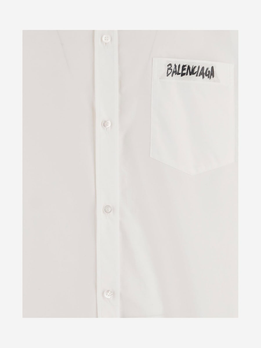 Balenciaga CAMICIA IN COTONE CON LOGO, view 3