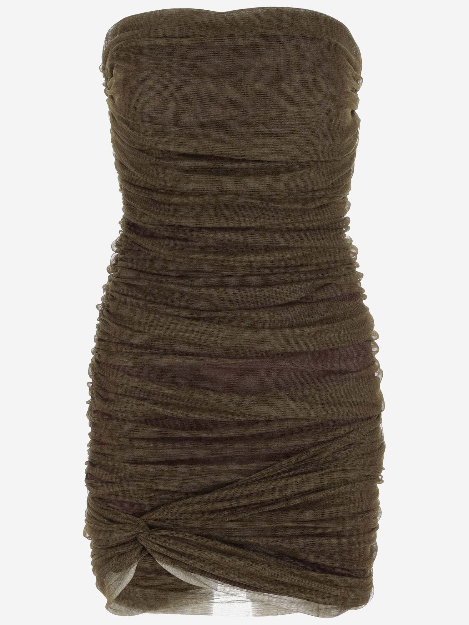 Saint Laurent ABITO BUSTIER ARRICCIATO IN TULLE