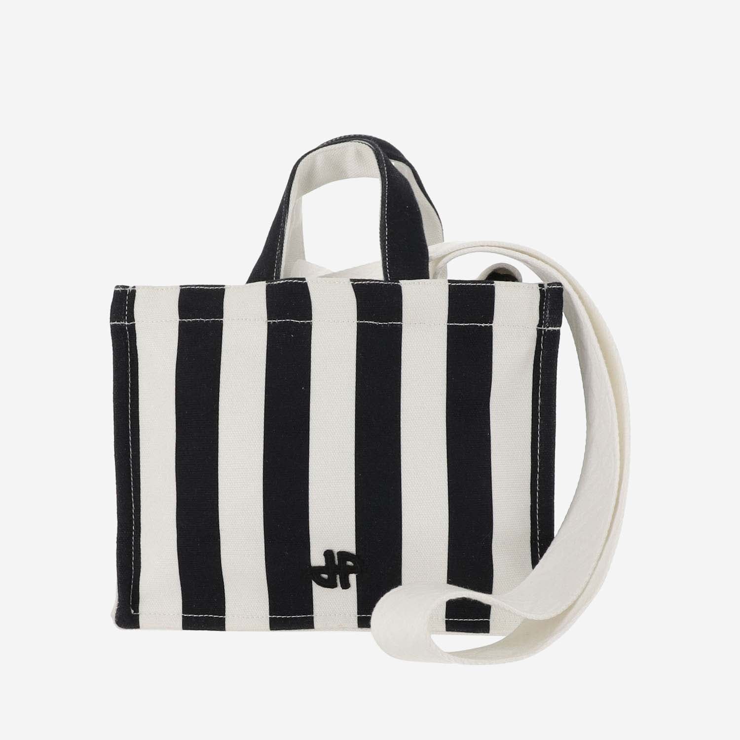 PATOU BORSA TOTE PICCOLA IN TELA DI COTONE CON MOTIVO A RIGHE
