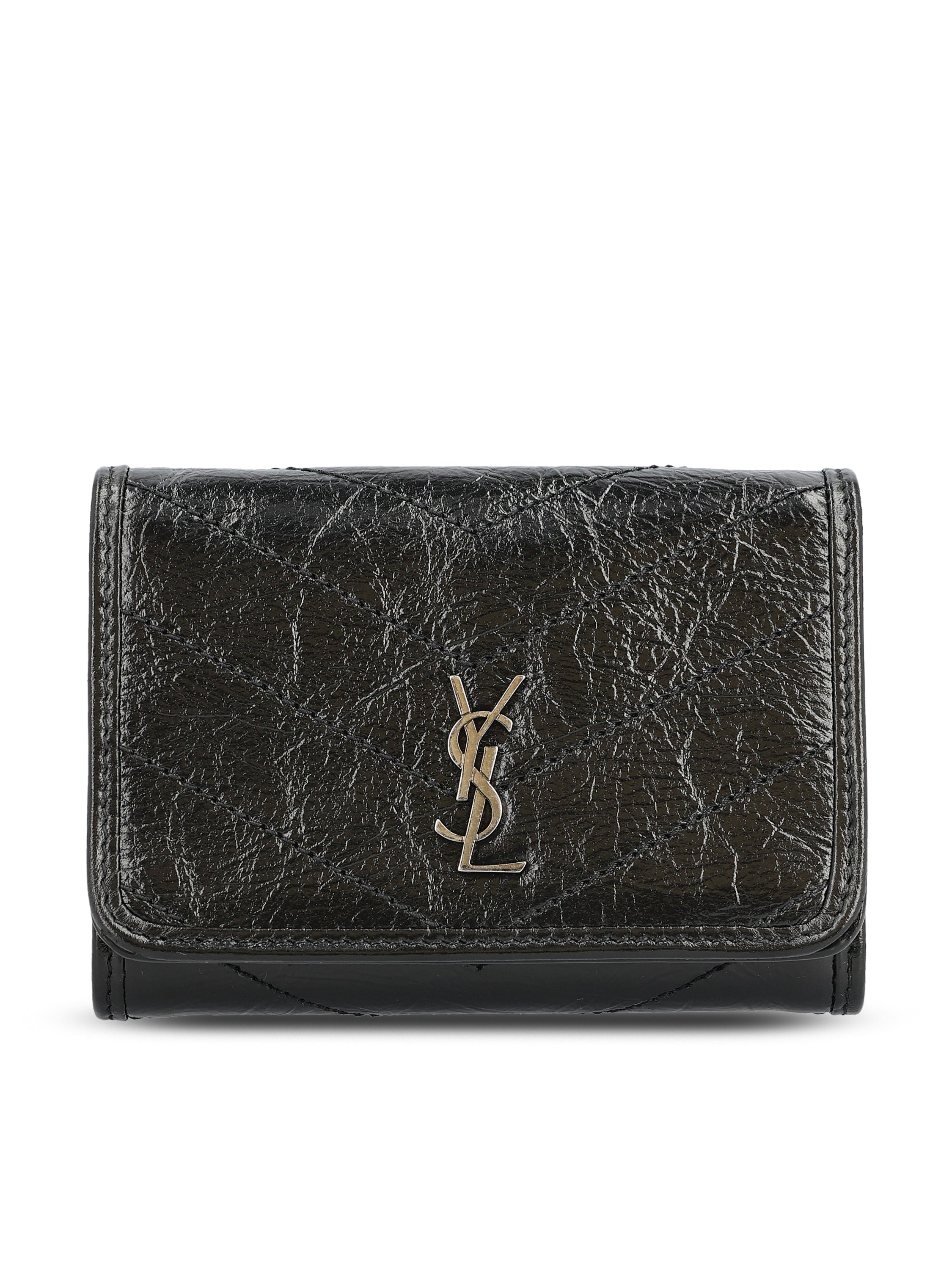 Saint Laurent Portafoglio realizzato in pelle di vitello e ottone.