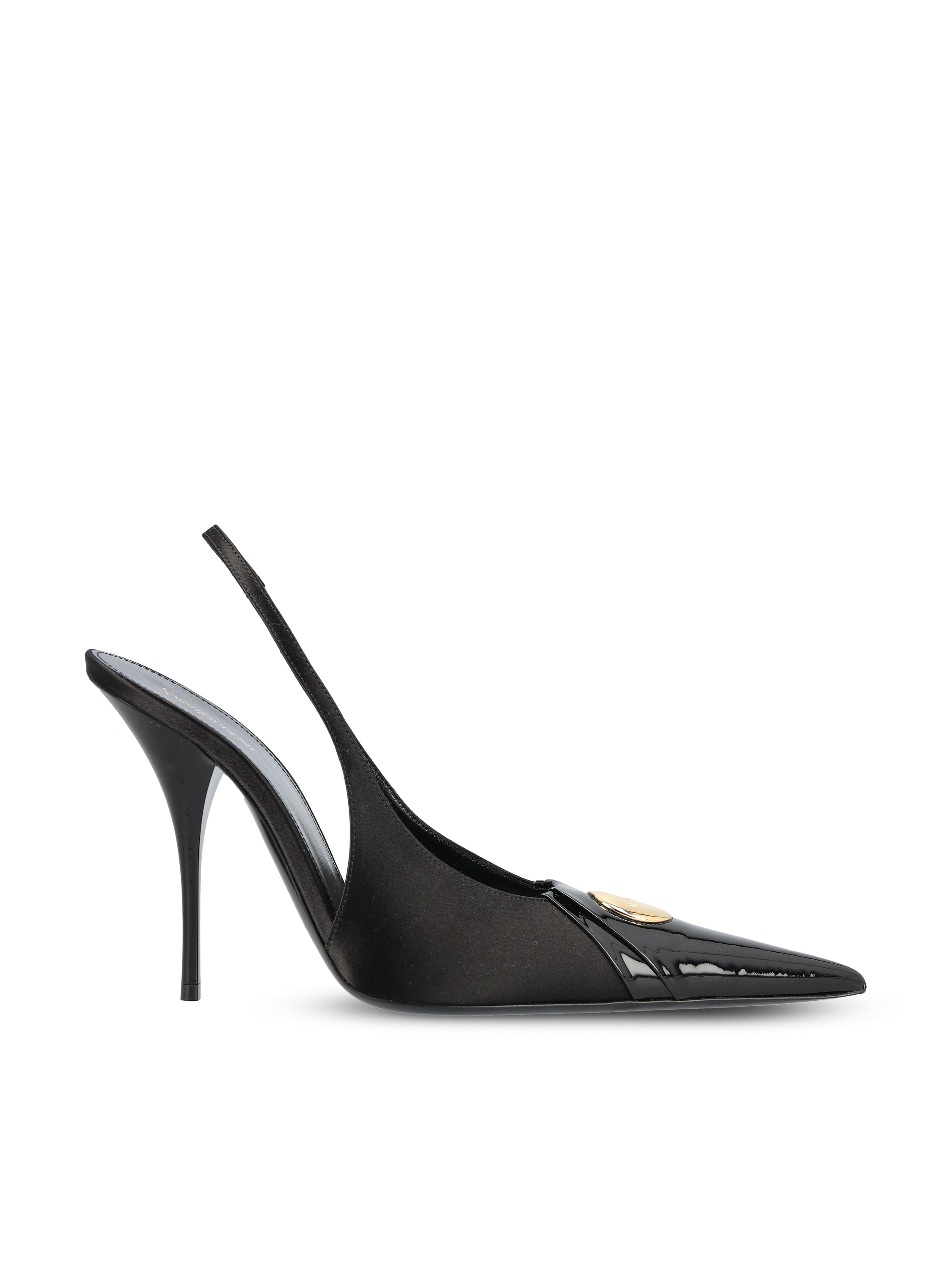 Saint Laurent Slingback realizzate in tessuto e pelle.