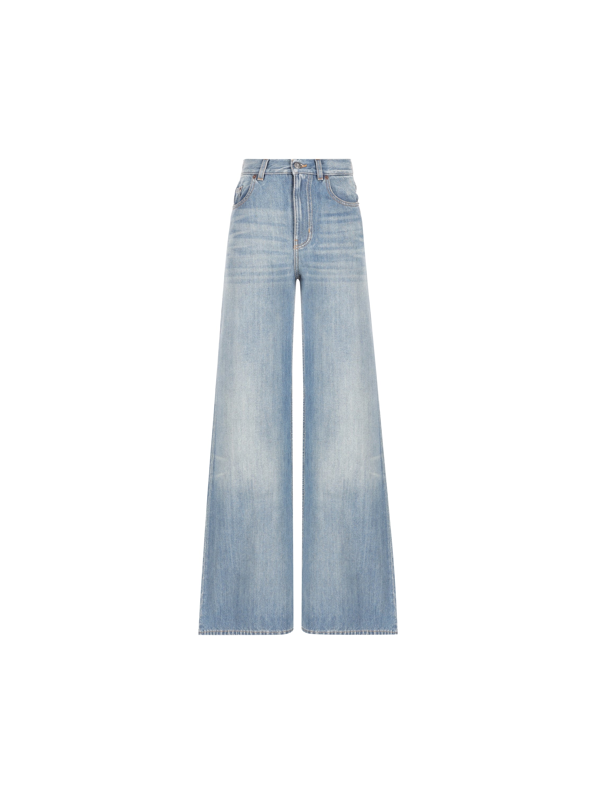 Chloé Jeans a gamba ampia e vita alta in denim di cotone