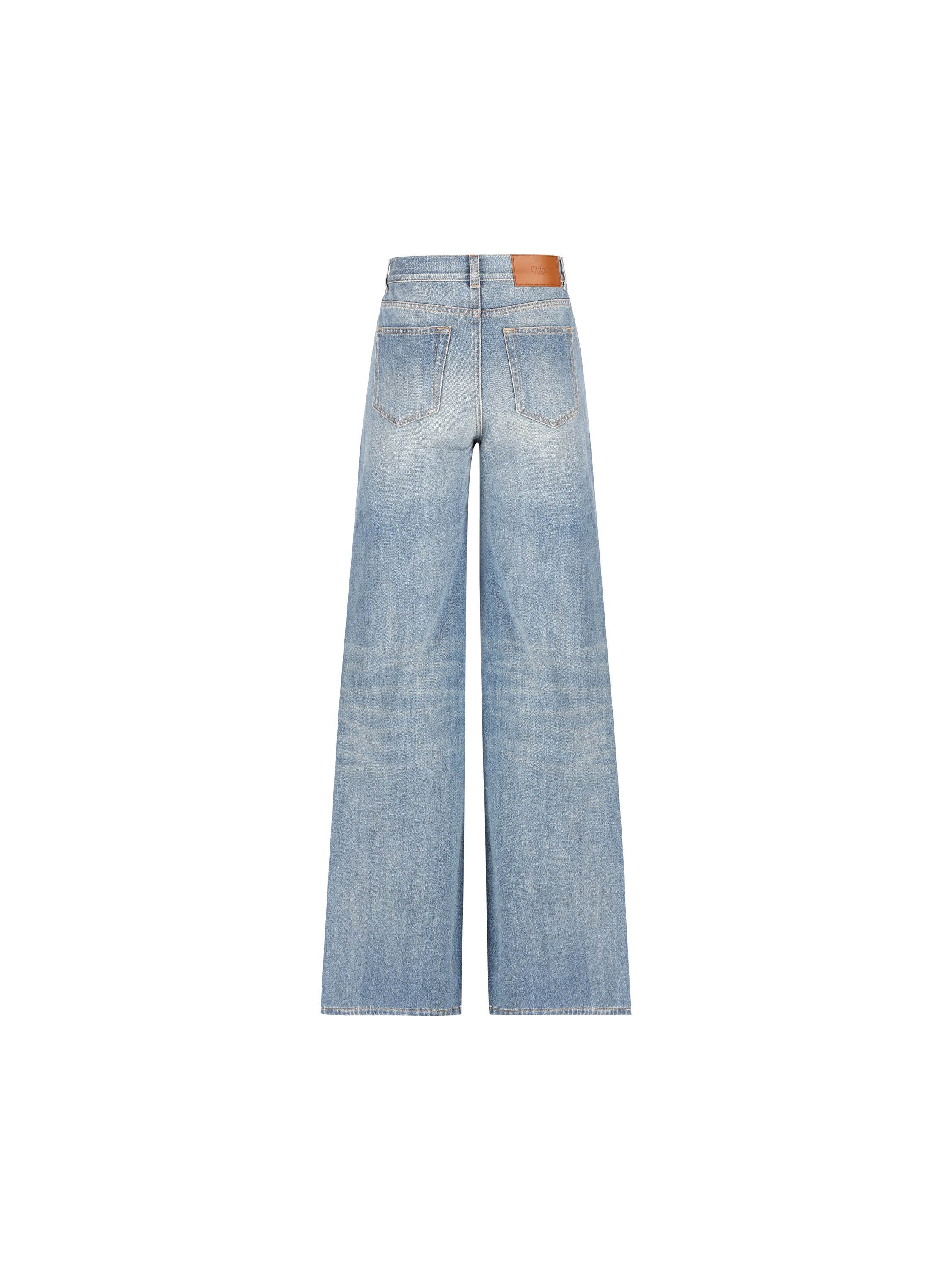 Chloé Jeans a gamba ampia e vita alta in denim di cotone, view 2