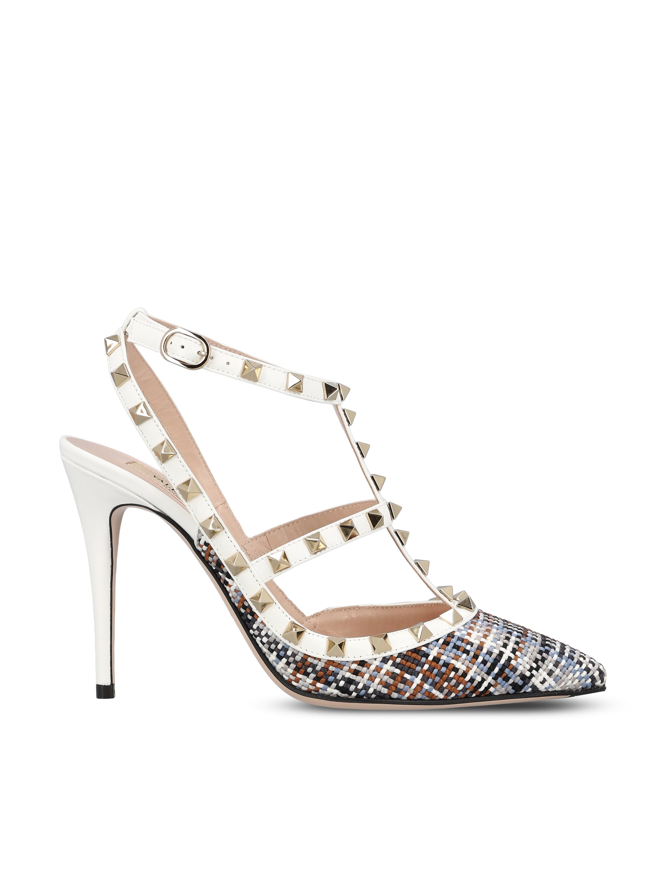Valentino Garavani Décolleté con cinturini Valentino Garavani Rockstud in tessuto intrecciato