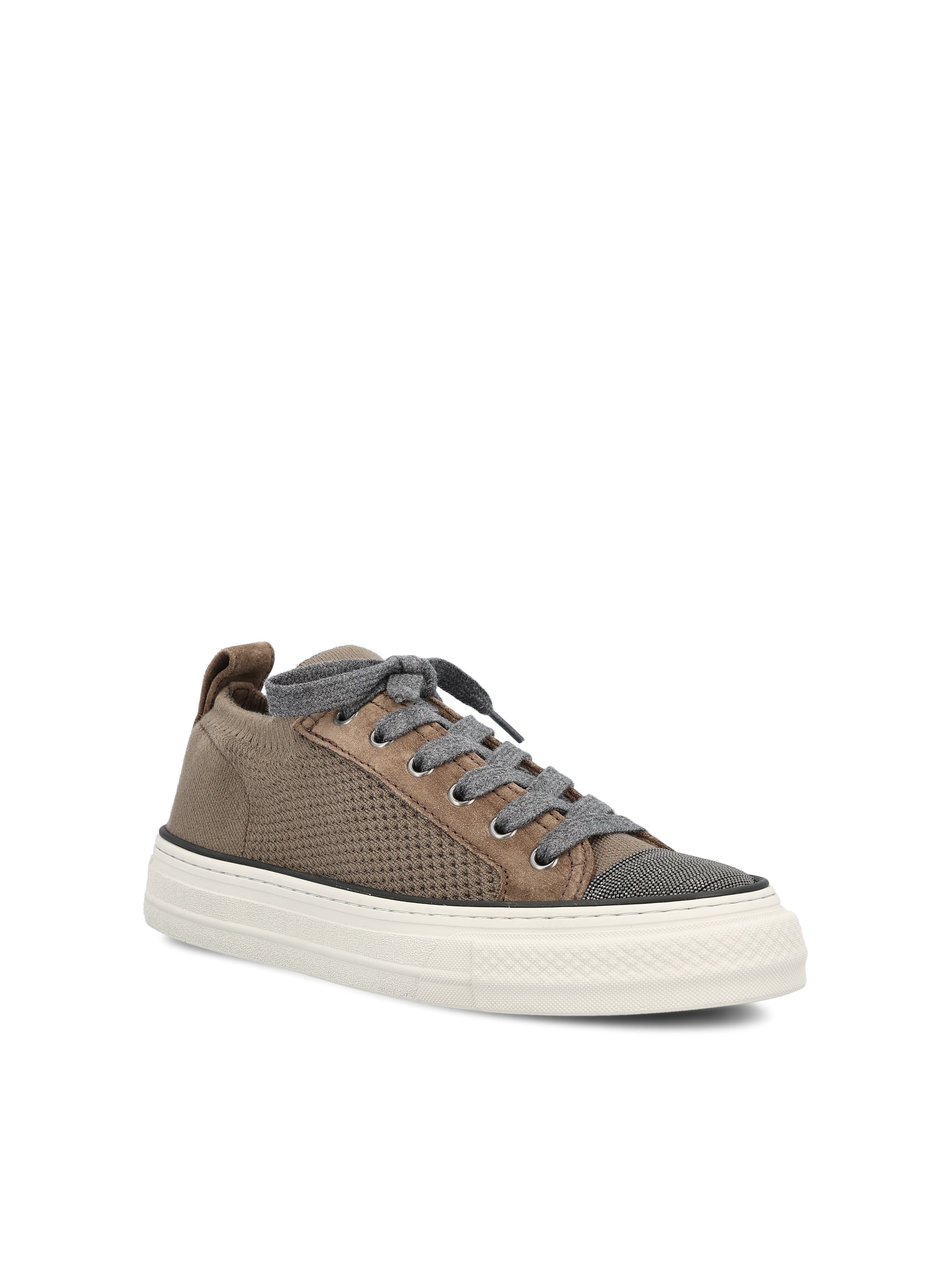 Brunello Cucinelli BRUNELLO CUCINELLI Sneakers In Maglia Di Cotone E Camoscio, view 2
