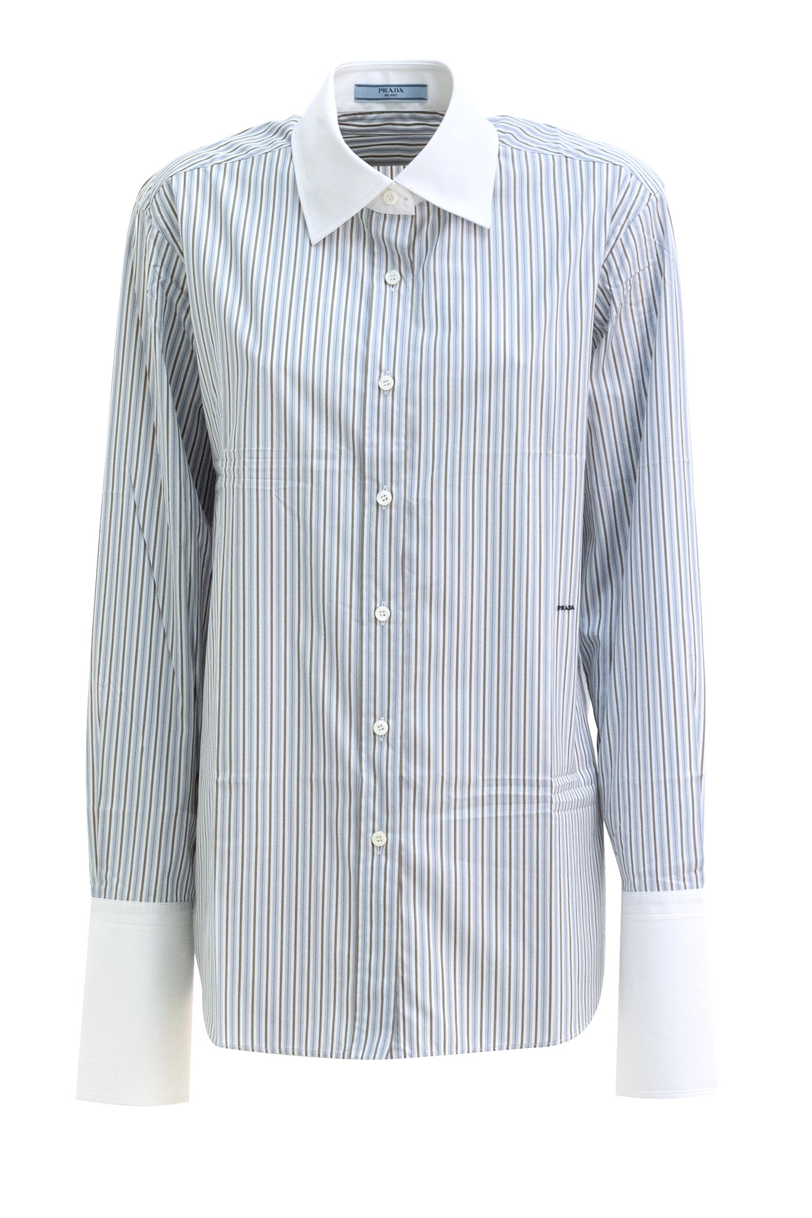 Prada Camicia in cotone a righe di colore azzurro e bianco