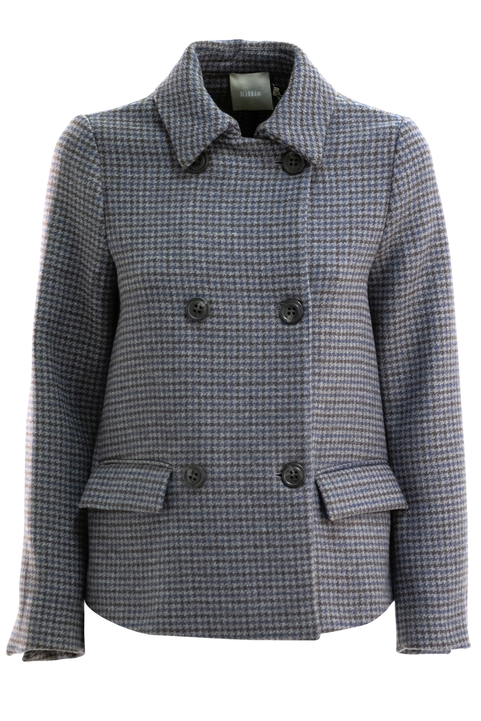 KILTIE Giacca in lana pied-de-puole di colore grigio e marrone