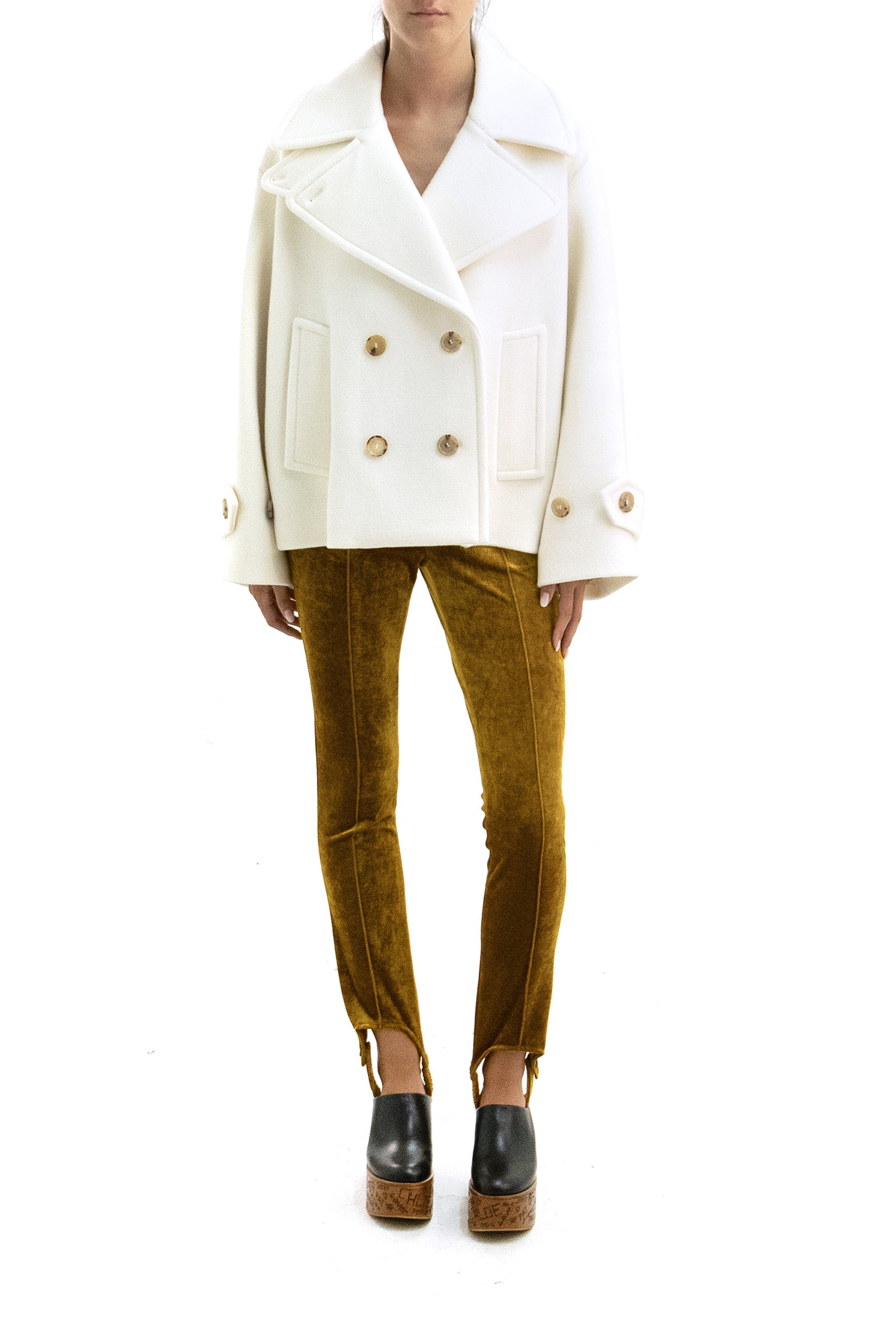 Chloé Cappotto corto oversize in lana di colore bianco, view 2