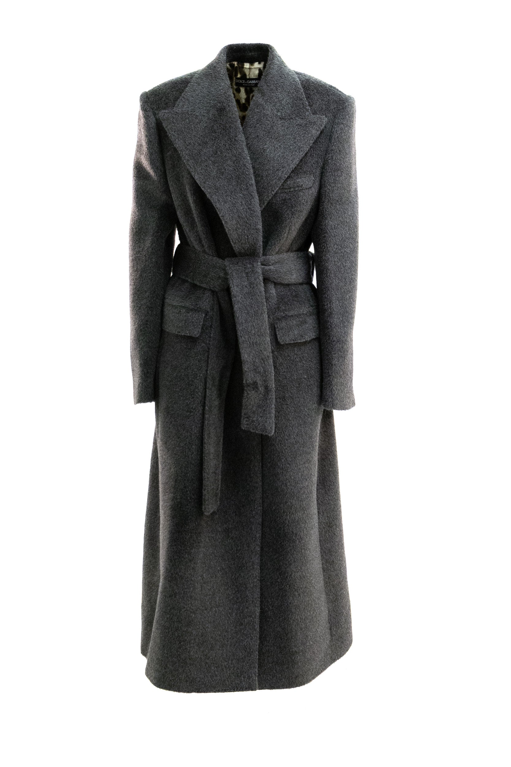 Dolce & Gabbana Cappotto monopetto in lana di color grigio