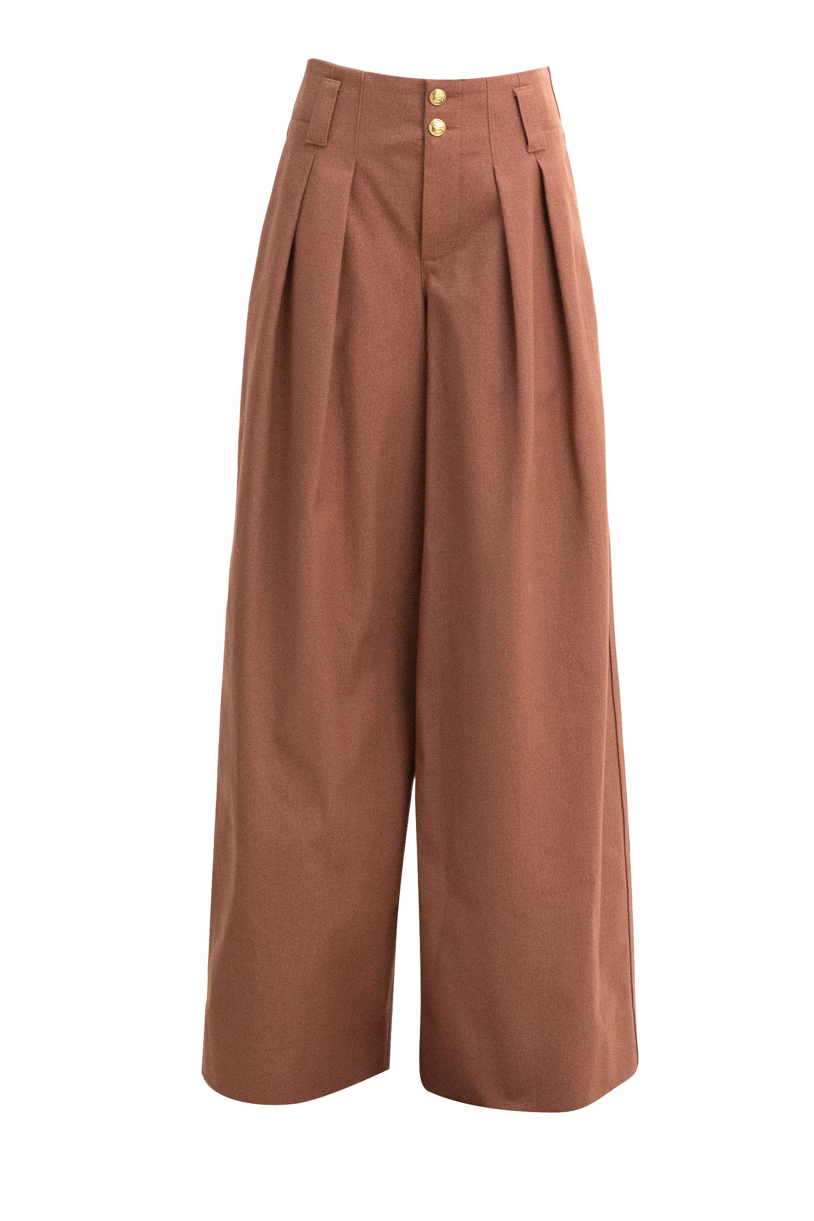 Chloé Pantaloni palazzo in tela di cotone di colore rosso cremisi