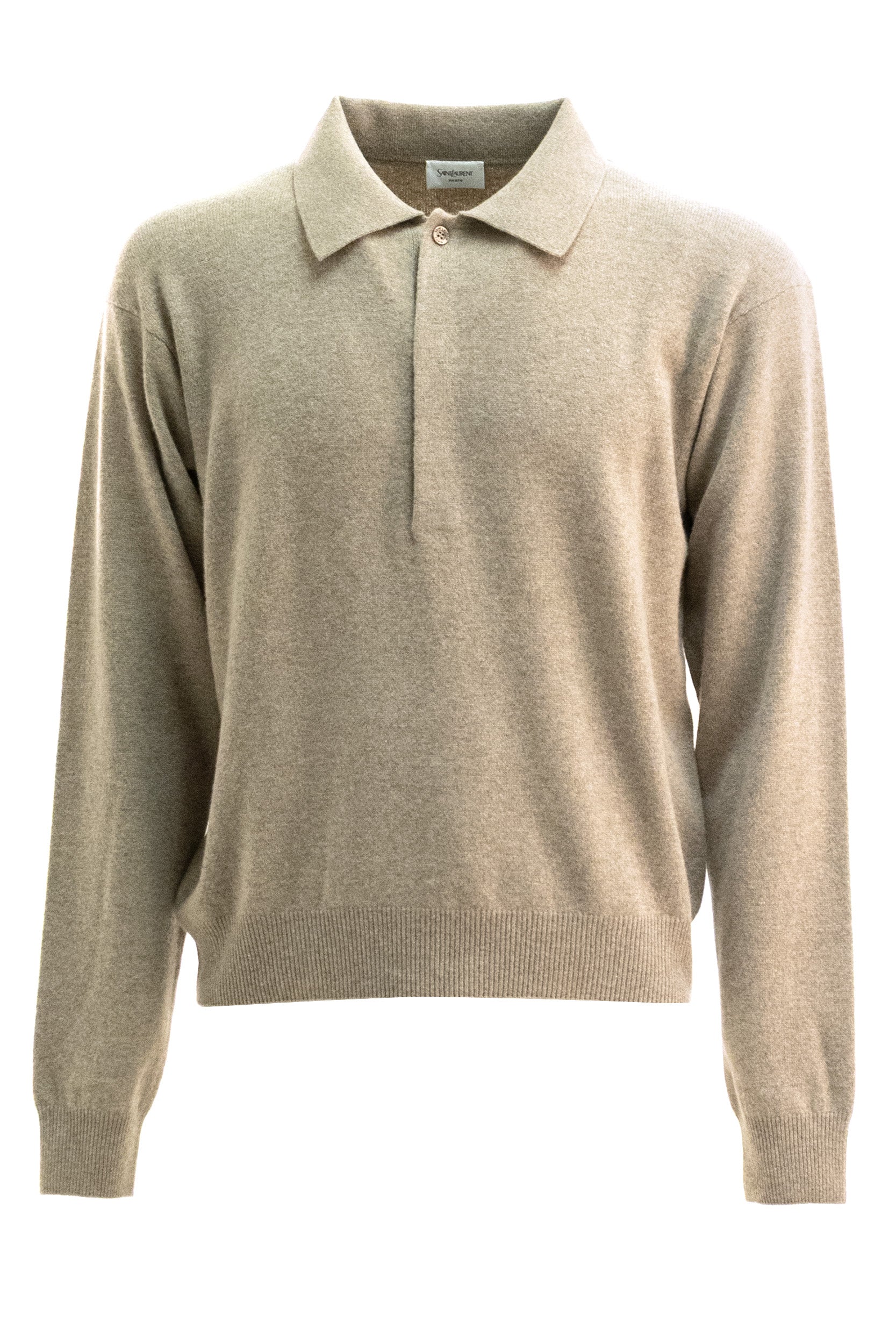 Saint Laurent Polo in lana color tortora