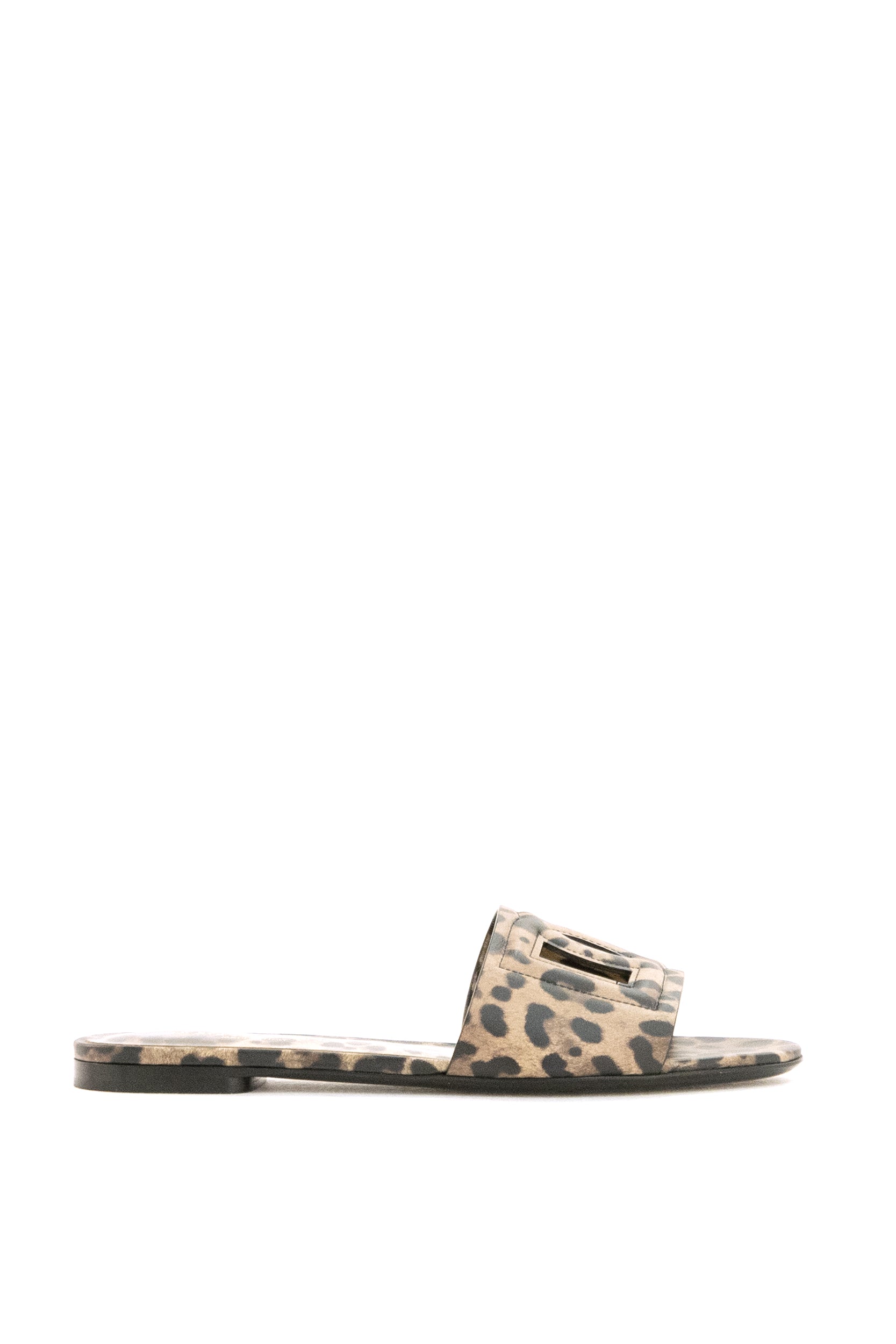 Dolce & Gabbana Sandali slide in pelle stampa Leo