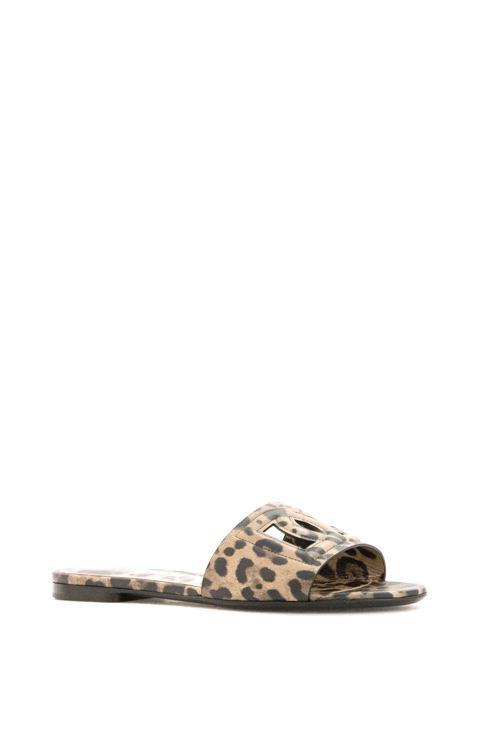 Dolce & Gabbana Sandali slide in pelle stampa Leo, view 2