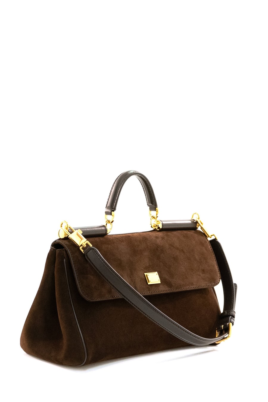Dolce & Gabbana Borsa My Sicily a mano in suede color marrone, view 2