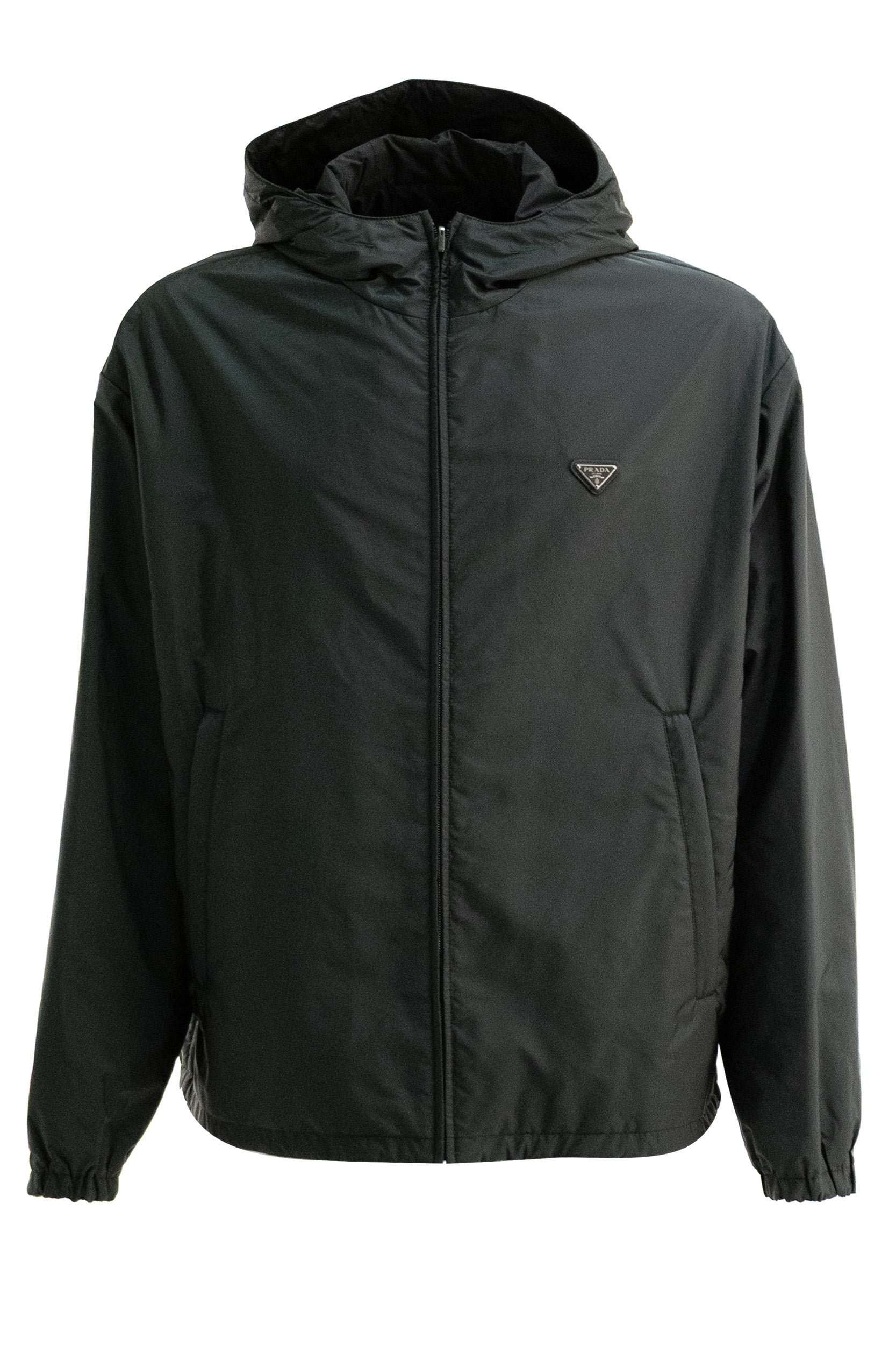 Prada Giacca a vento reversibile in Re-Nylon di colore verde, view 2
