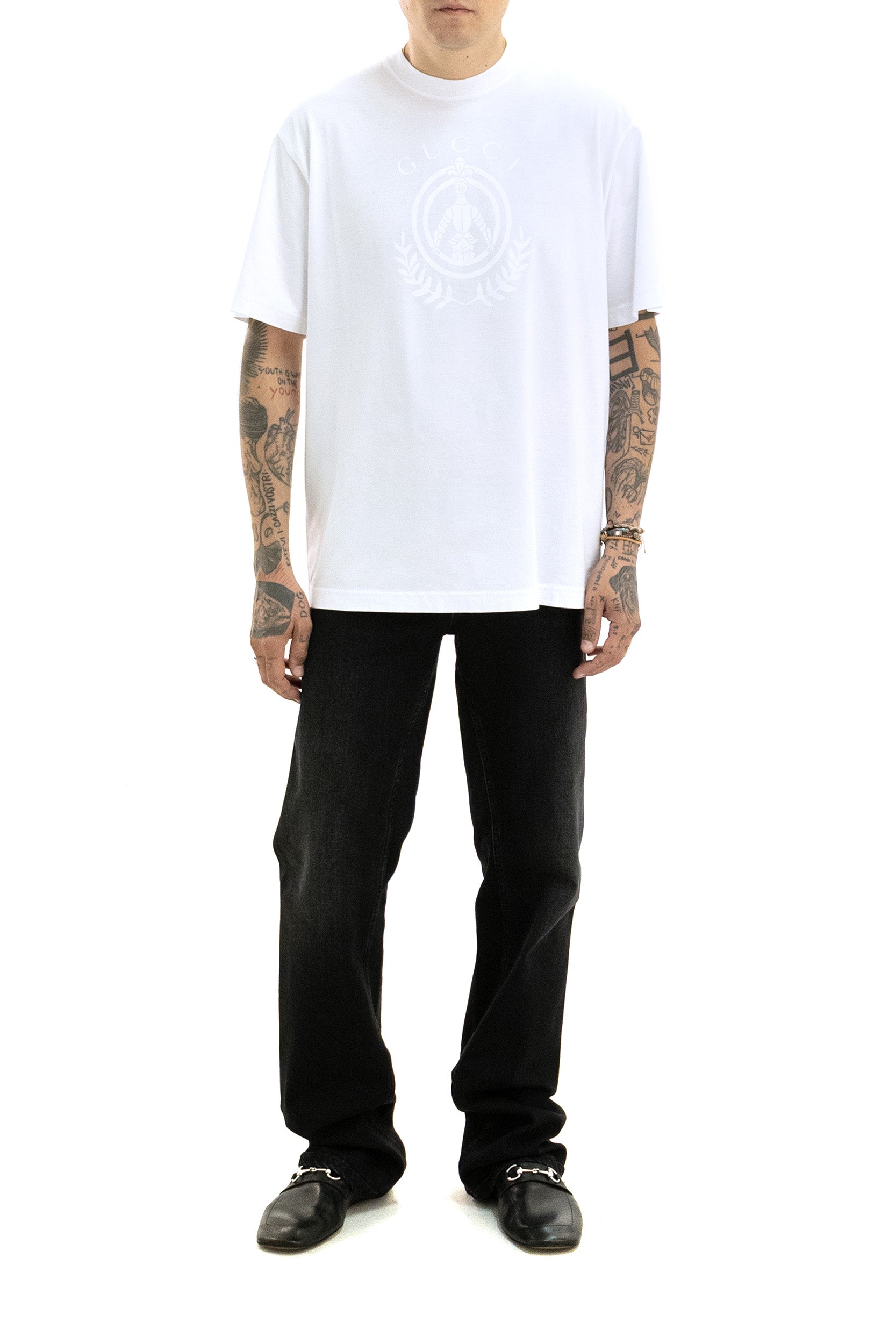 Gucci T-shirt in cotone di colore bianco, view 2