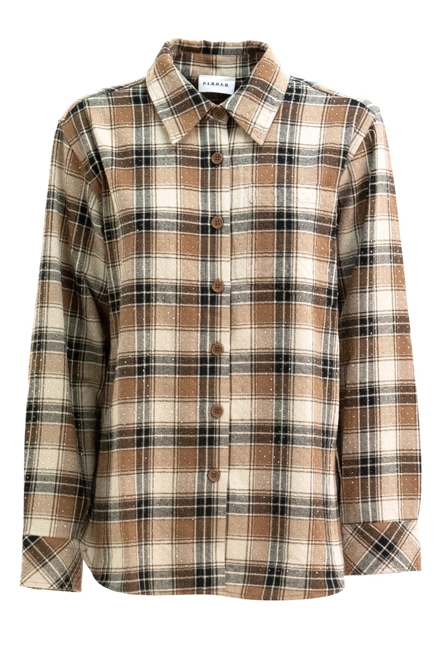 P.A.R.O.S.H. Camicia in cotone a quadri di colore marrone