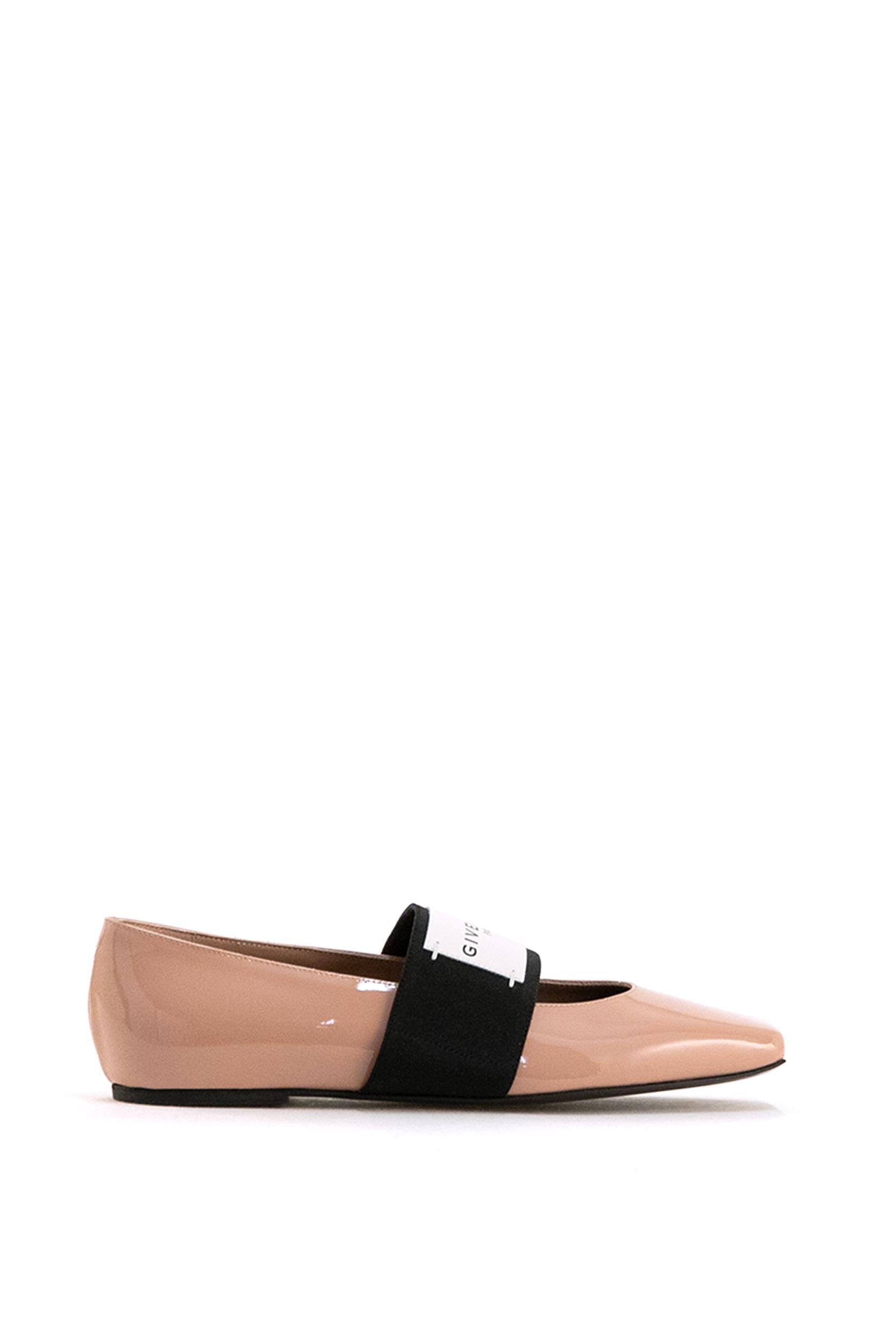 Givenchy Ballerine Sliced Square in pelle verniciata di colore rosa cipria