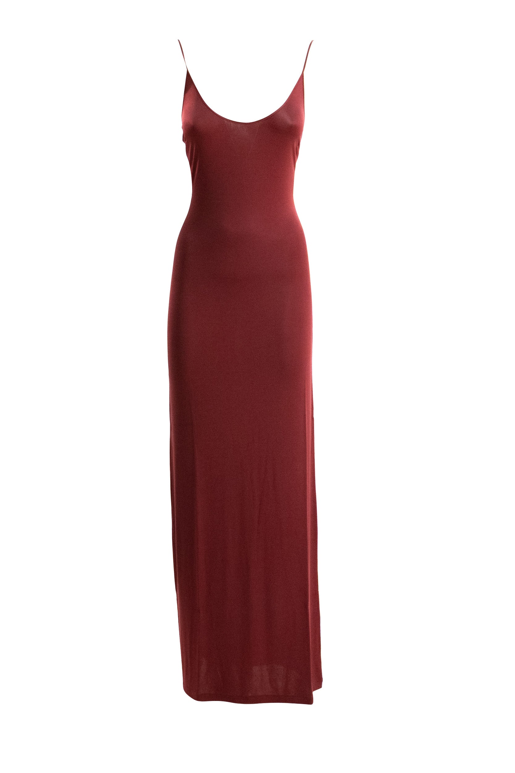 Saint Laurent Abito maxi in maglia di colore bordeaux