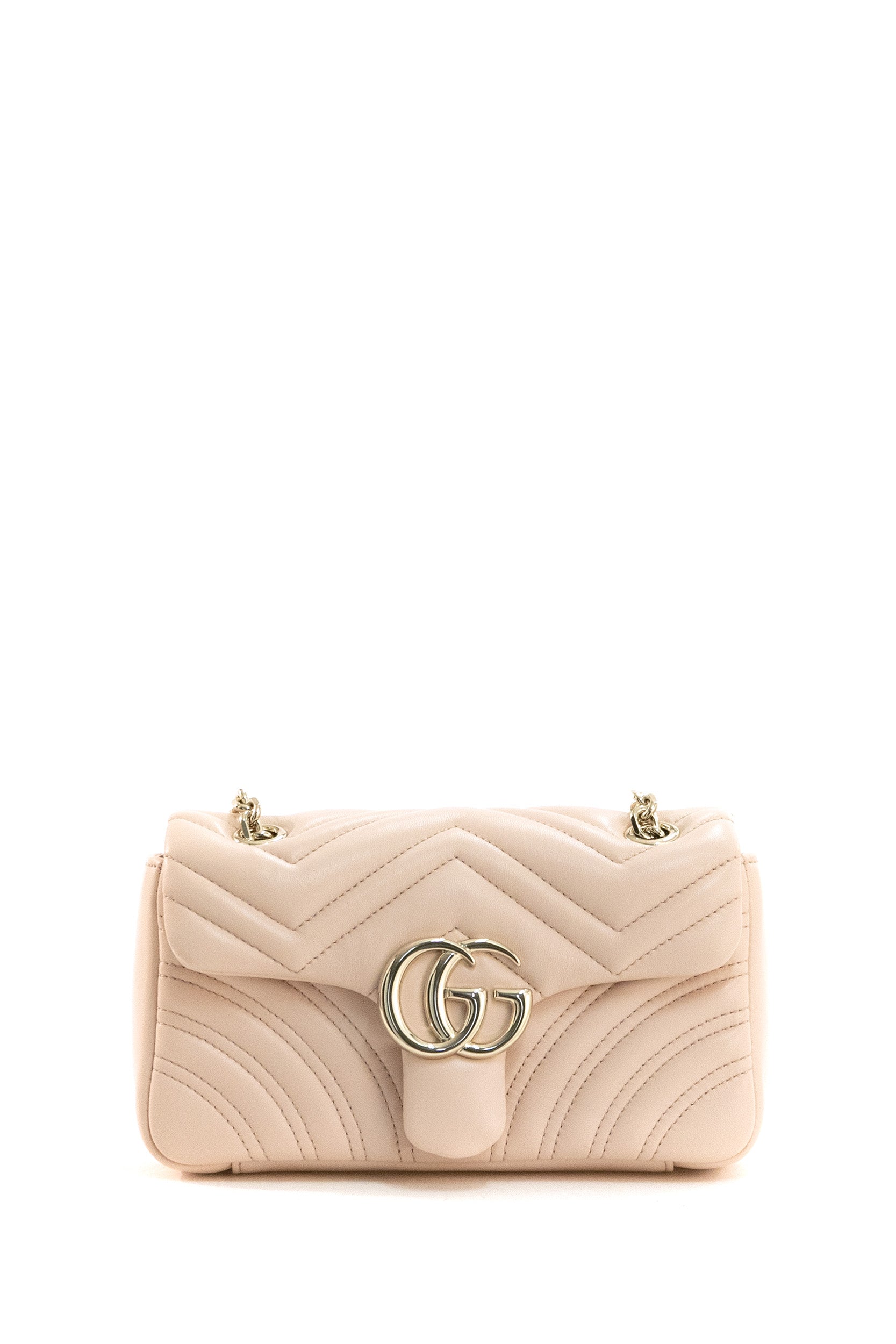 Gucci Borsa a spalla GG Marmont in pelle matelassé di colore rosa