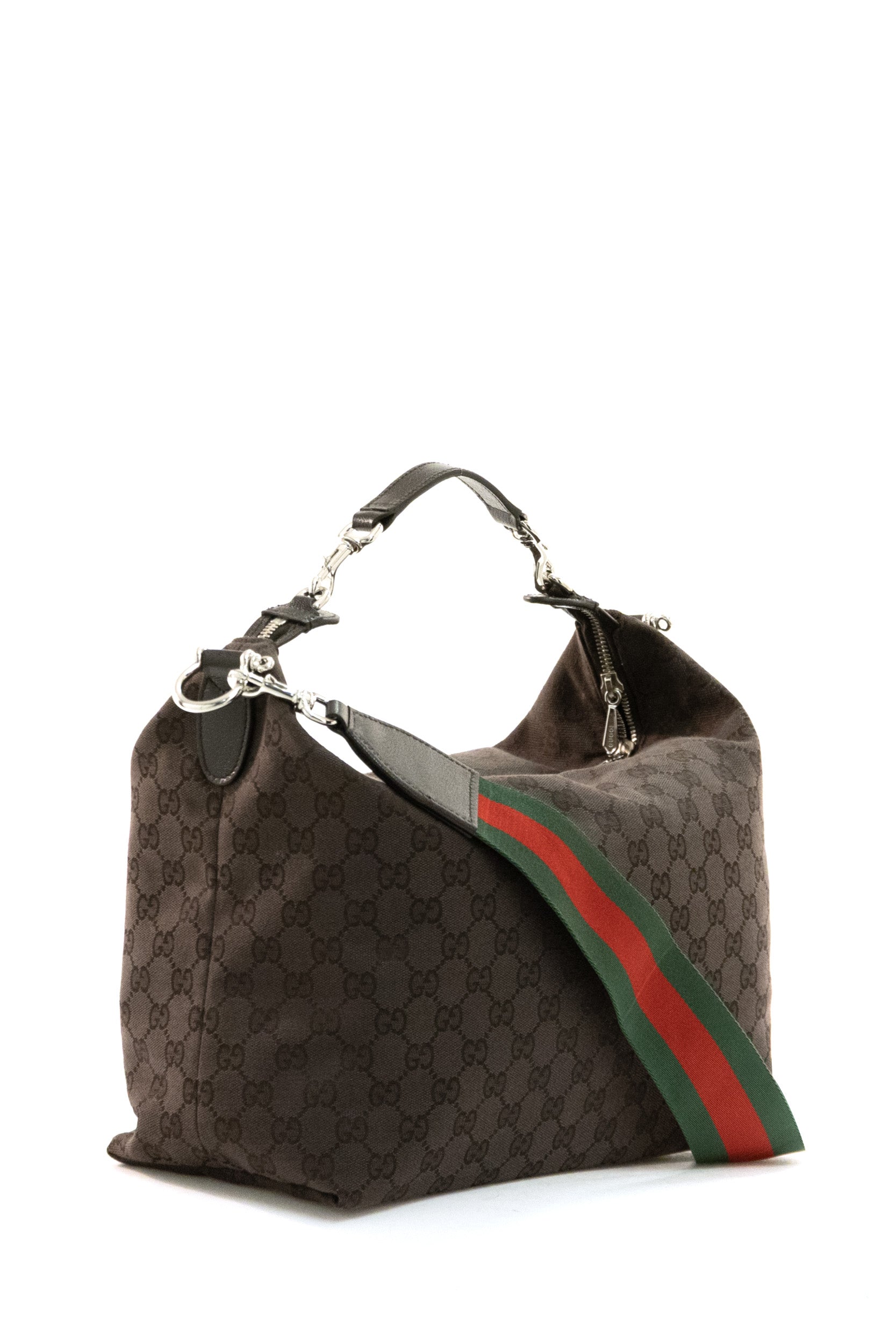 Gucci Borsa a tracolla Brera misura media in tessuto GG marrone scuro, view 2