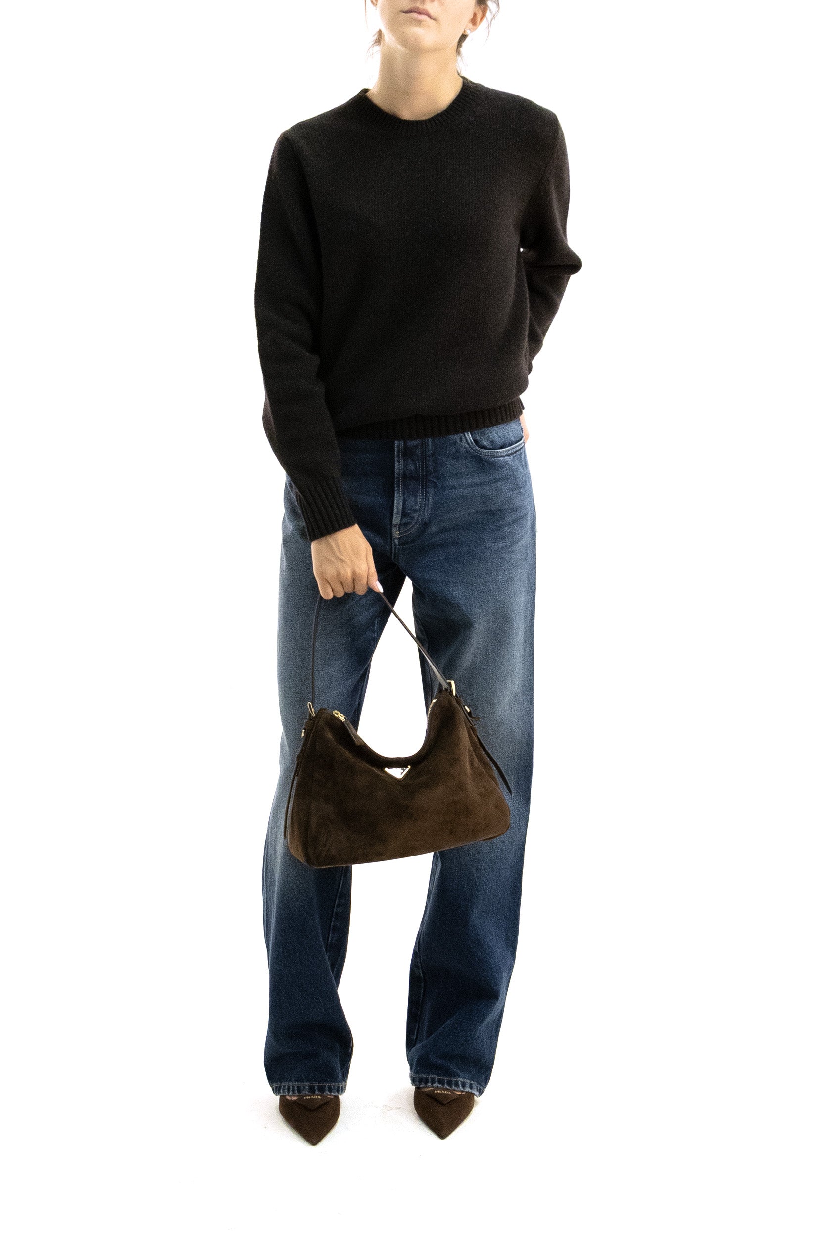 Prada Pullover in lana e cashmere di colore marrone, view 2