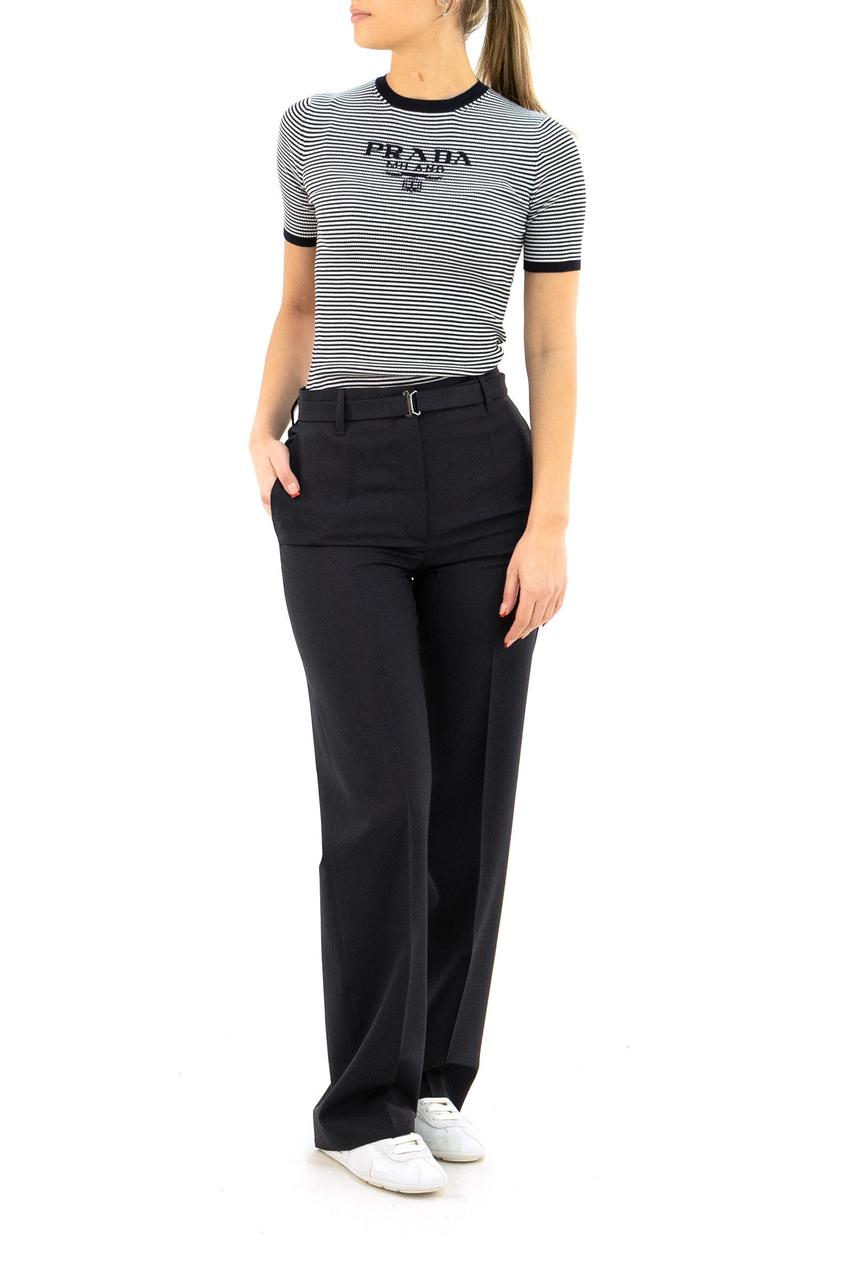 Prada Pantaloni in lana di colore blu, view 2